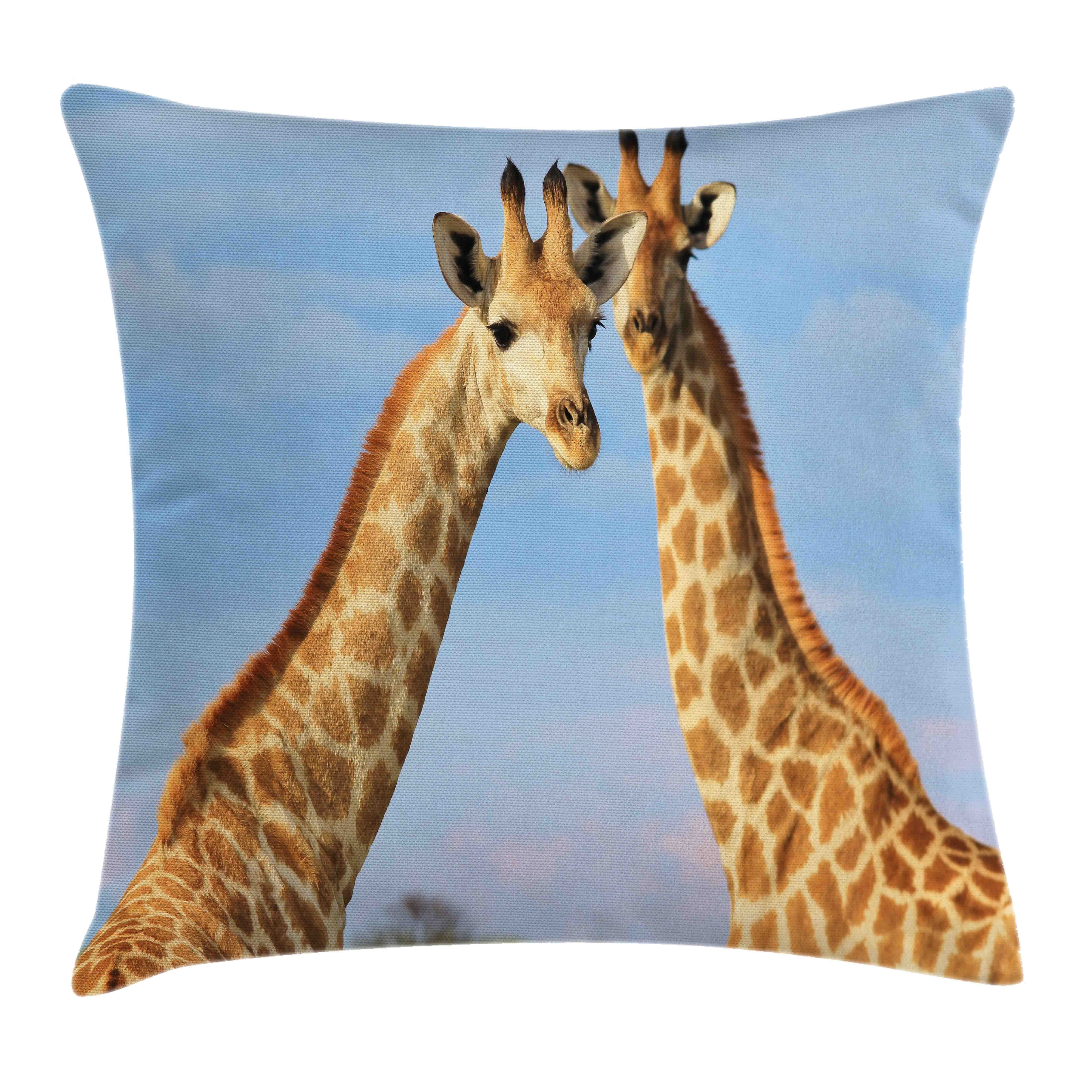 Farben von Kissenbezüge Reißverschluss Beidseitiger Kissenhülle mit Giraffe mit Wild Animal (1 Waschbar Klaren Farbfesten Paare Druck, Foto Abakuhaus Stück),