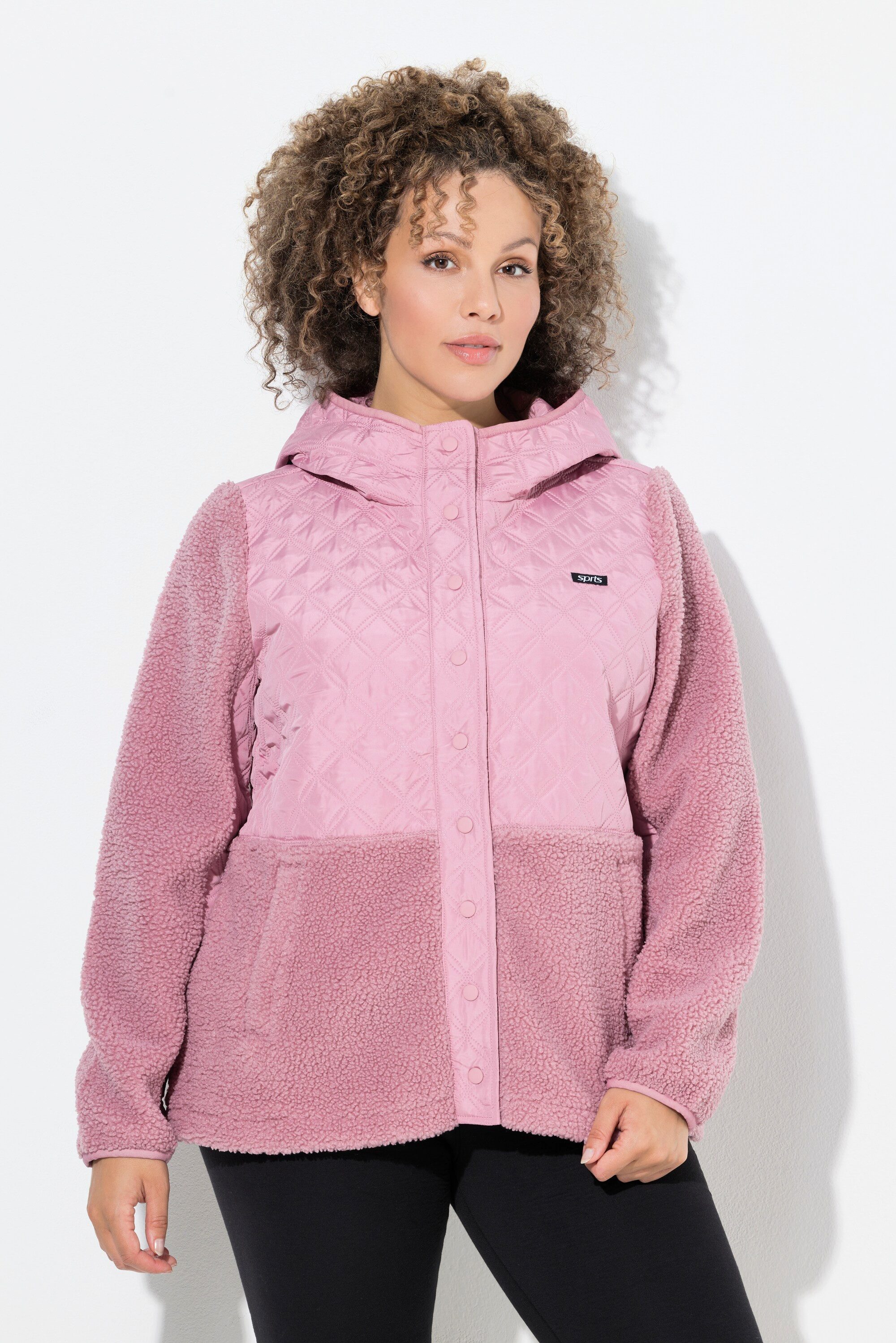 Ulla Popken Sweatjacke Fleecejacke Stepp Kapuze Druckknöpfe günstig online kaufen