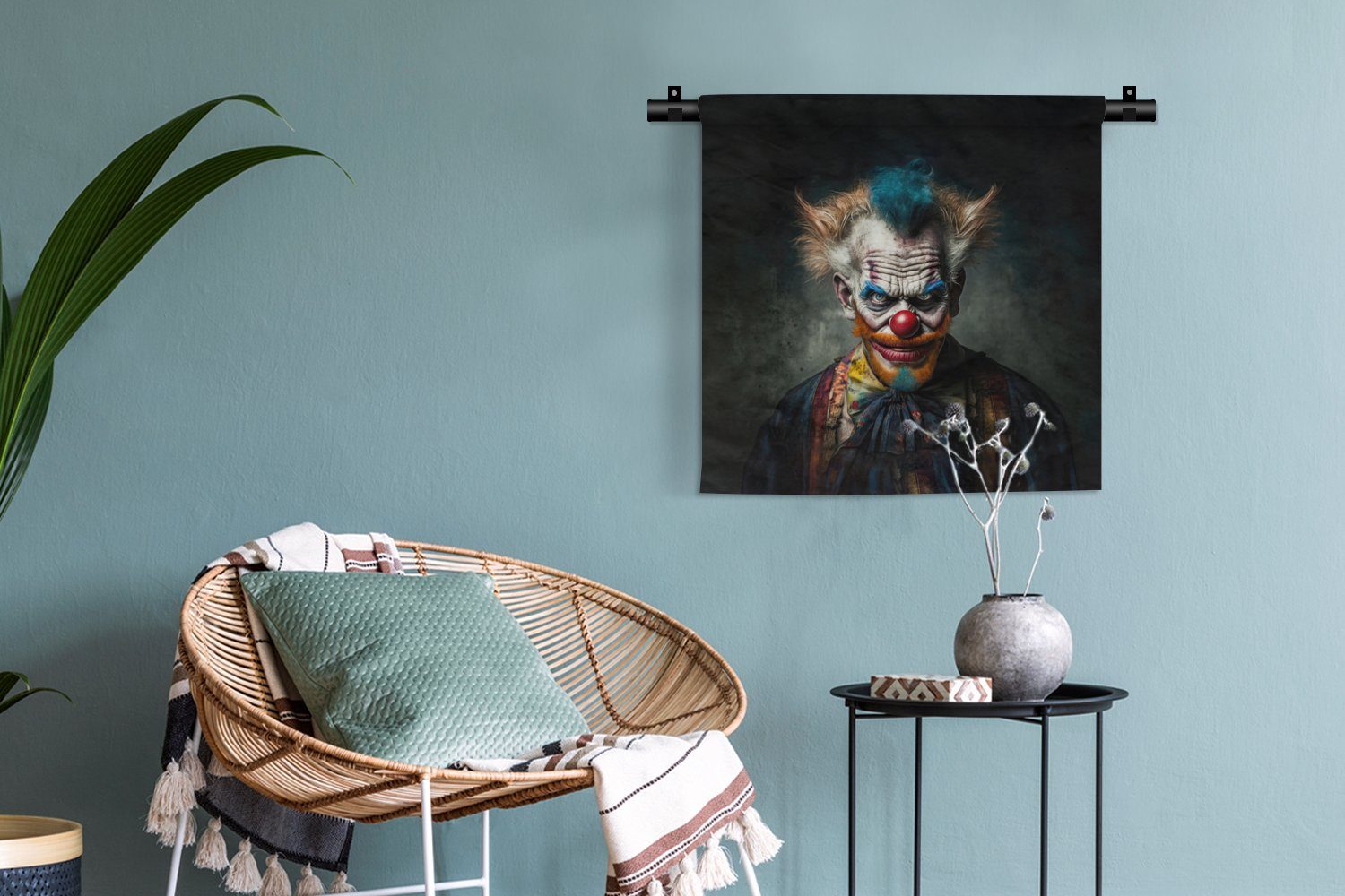 Schlafzimmer, Make-up Wanddekoobjekt - - Clownsnase Wanddeko - Clown Wandbehang, Wohnzimmer, Kinderzimmer für - Porträt MuchoWow Kleidung, Kleid,