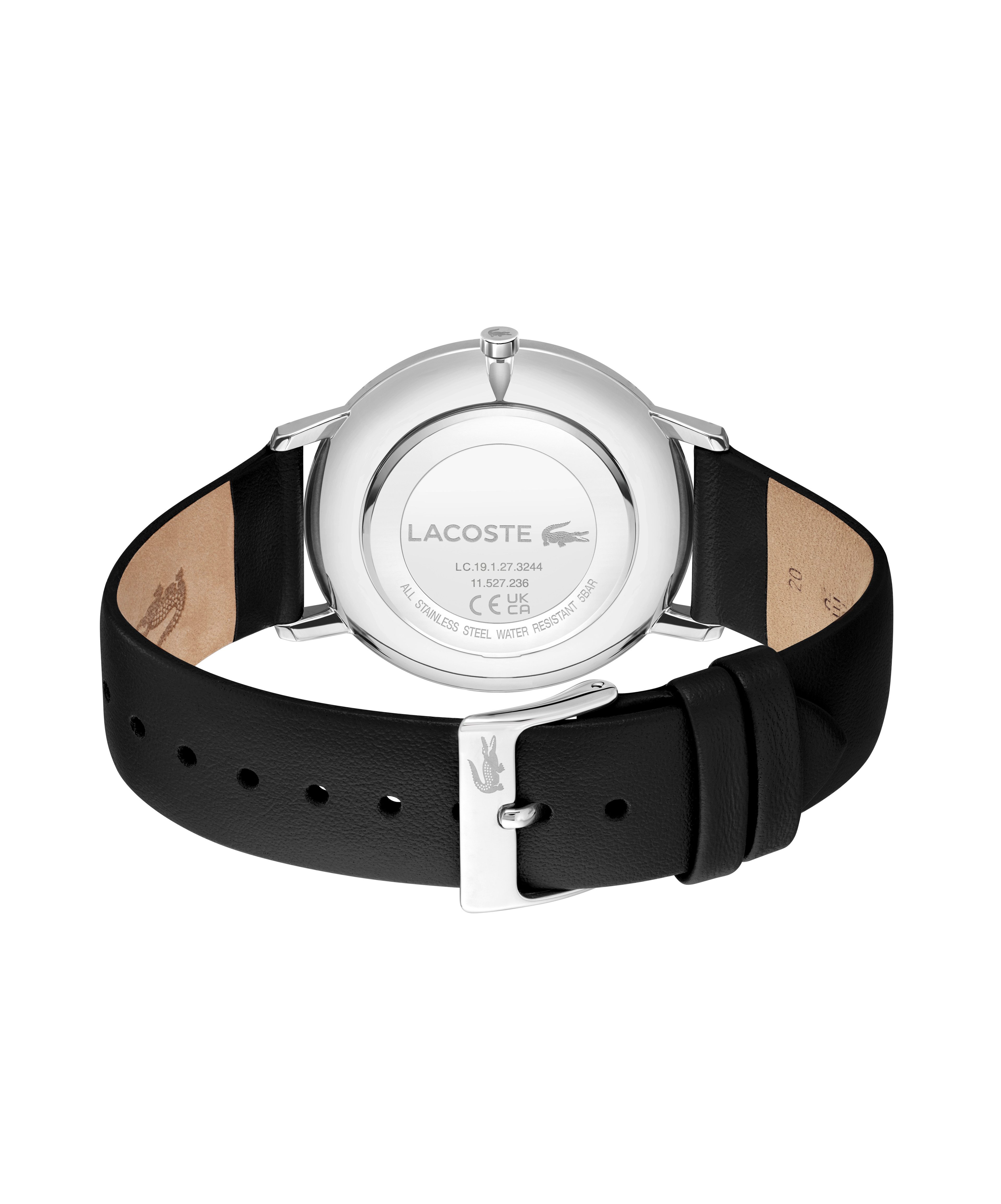 Lacoste Quarzuhr CROCORIGIN 2011472, Armbanduhr, Herrenuhr, Lederarmband, analog, Glassteine