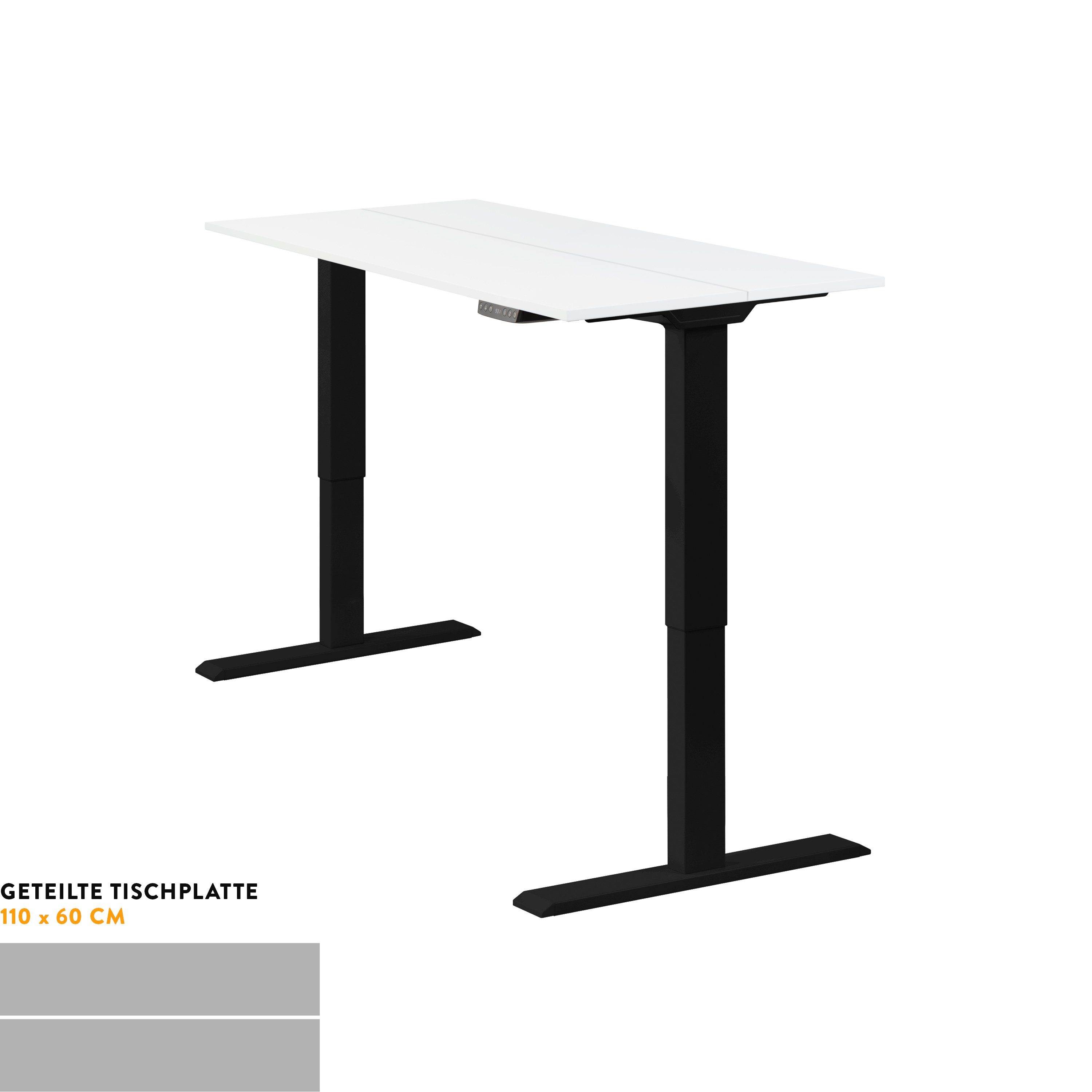 | cm), Speicherplätzen Tischplatte Weiß Homedesk 60 Eco Schwarz, elektrisch Schreibtisch (Tischgestell höhenverstellbar, office® x 110 3 Weiß Stehschreibtisch Schwarz boho