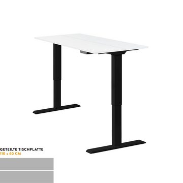 boho office® Schreibtisch Homedesk Eco (Tischgestell Schwarz, Tischplatte Weiß 110 x 60 cm), Stehschreibtisch elektrisch höhenverstellbar, 3 Speicherplätzen