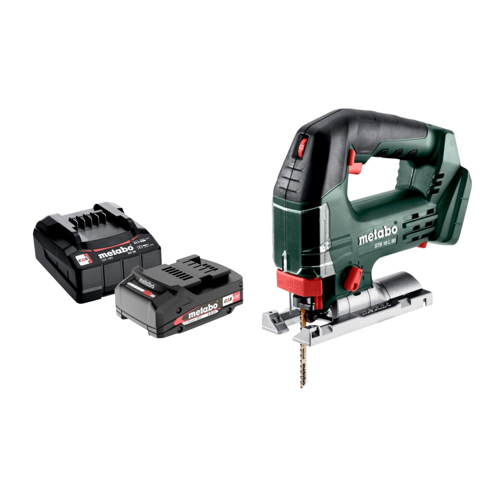 metabo Stichsäge STB 18 L 90 18 V 90 mm + 1x Akku 2,0 Ah + Ladegerät