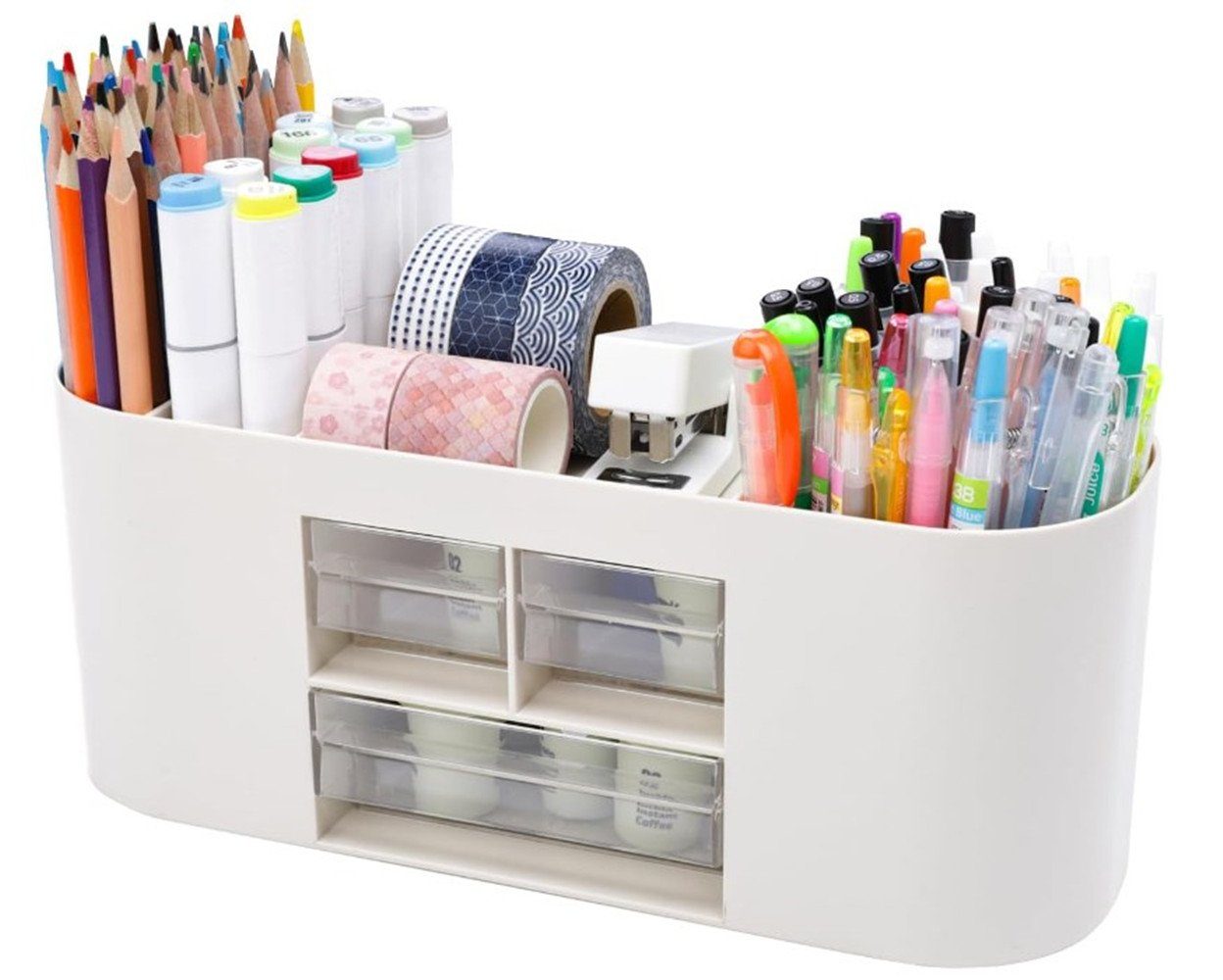 white Schreibtisch Büro Organizer, Platzsparendes Schreibtisch Multifunktionaler, & Regal-Schreibtisch Desk XDeer Organizer für 6Fächern Organizer,mit Schubladen, 3