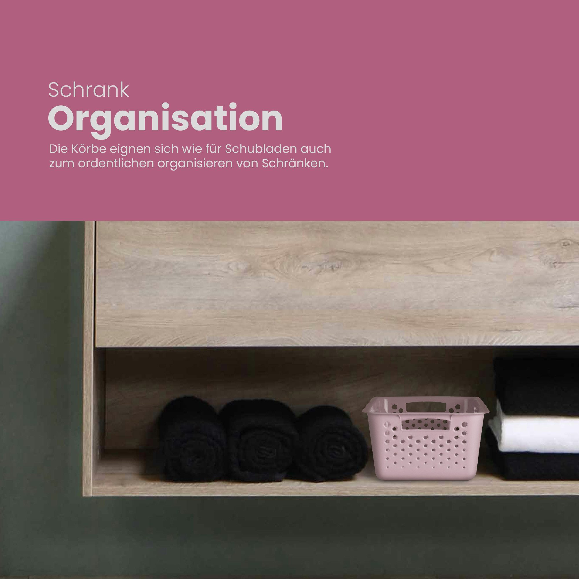 Pro Home Aufbewahrungskorb Modularer Kunststoffkorb Kunststoff Box (4 St), Aufbewahrungsbox mit Griffen - BPA-Frei - Organizer Körbchen Bad Küche – Bild 4 von 5