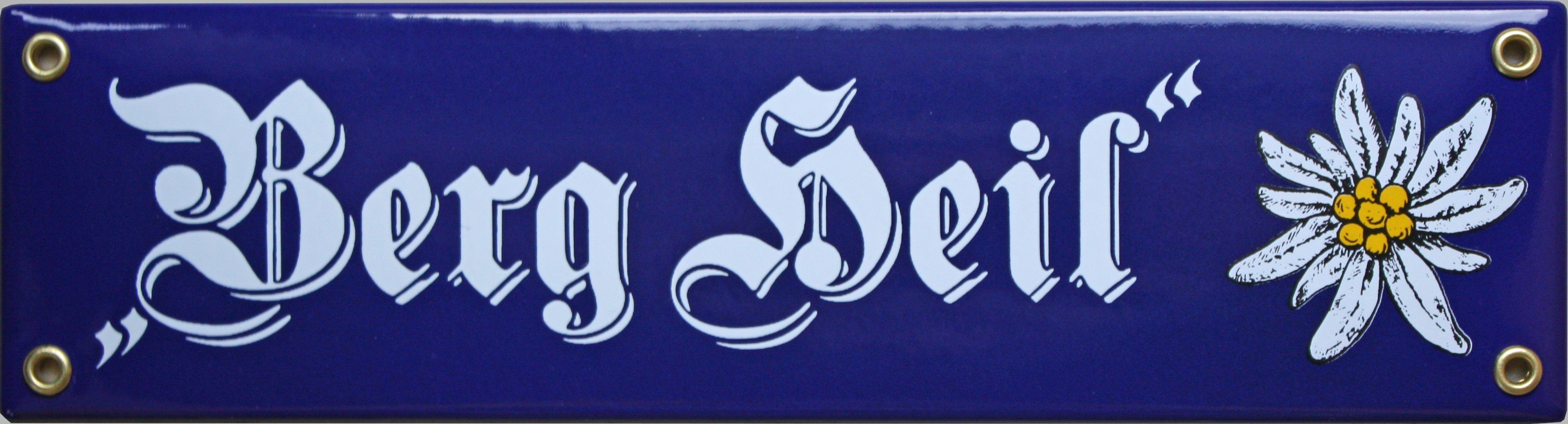 Elina Email Schilder Hinweisschild "Bergheil", (Emaille/Email), Echtes Emaille