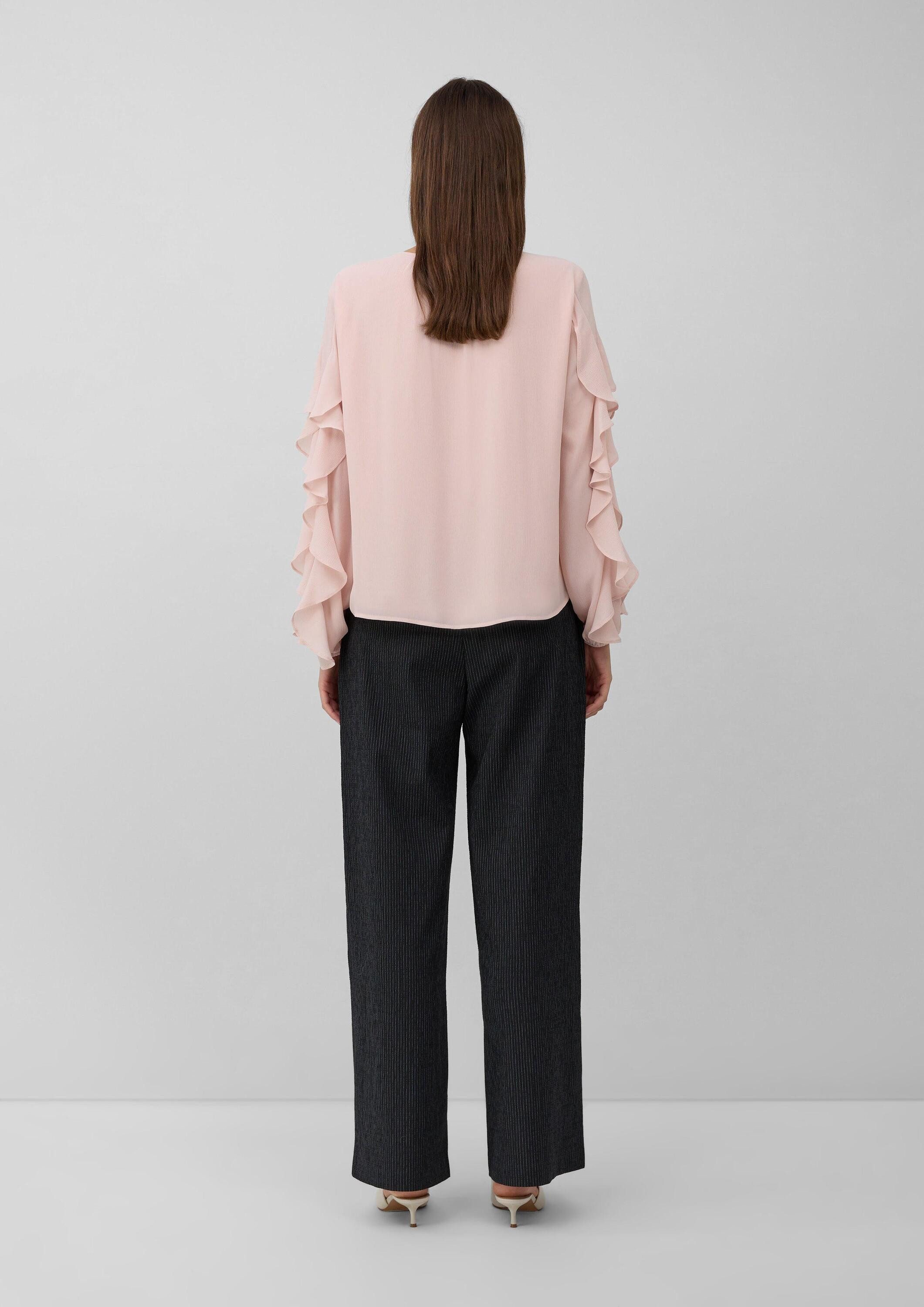 s.Oliver Langarmbluse Bluse Leichte Volant-Bluse mit Viskose-Futter