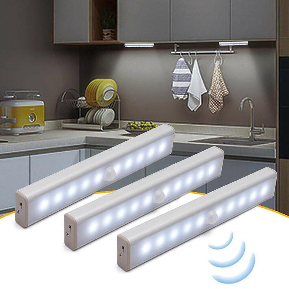 BlingBin LED Unterbauleuchte 3 Pack LED Sensor Licht Schrankleuchten  Bewegungsmelder Nachtlicht