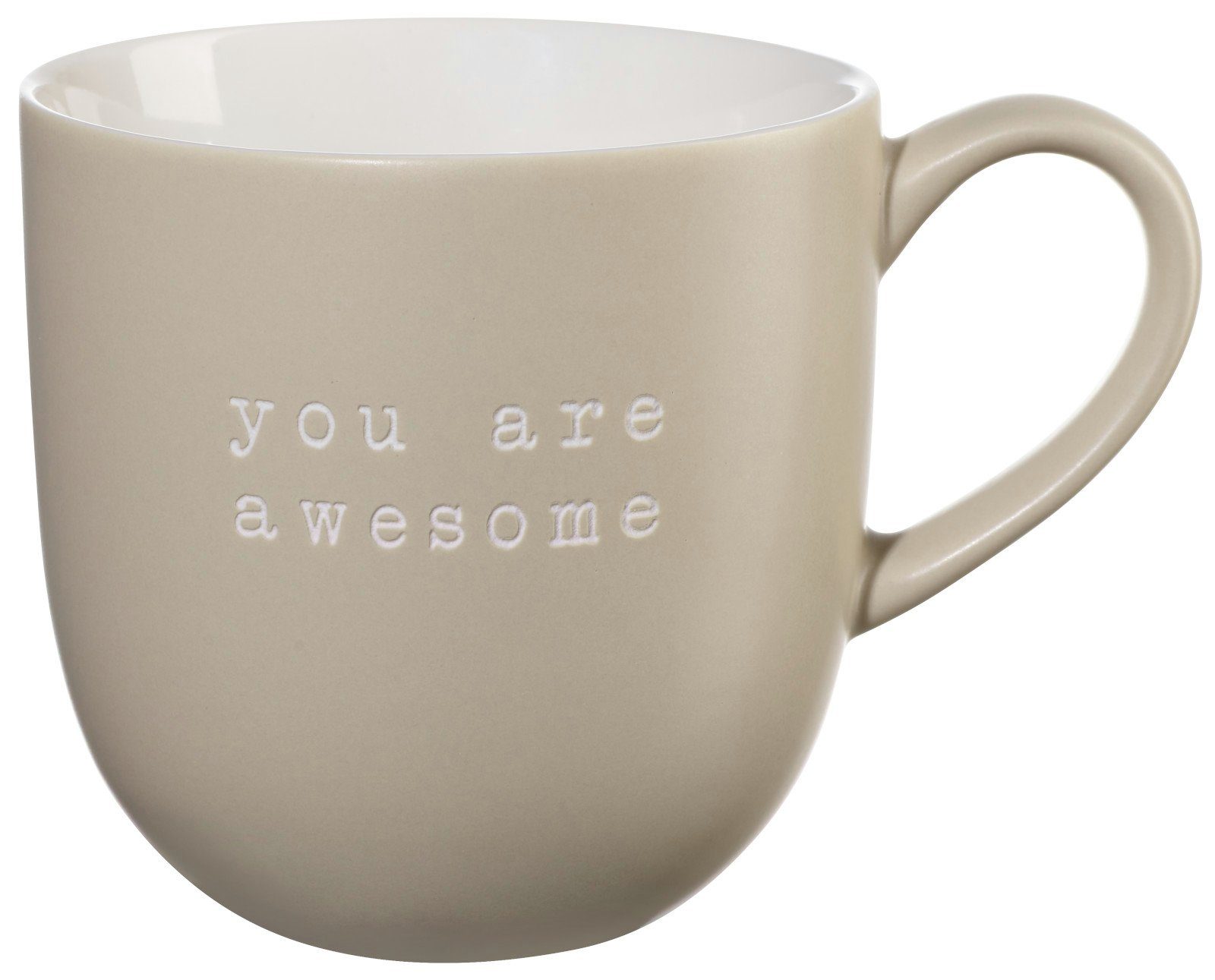 ASA SELECTION Becher hey! Henkelbecher you are awesome beige 0,35l, New Bone China