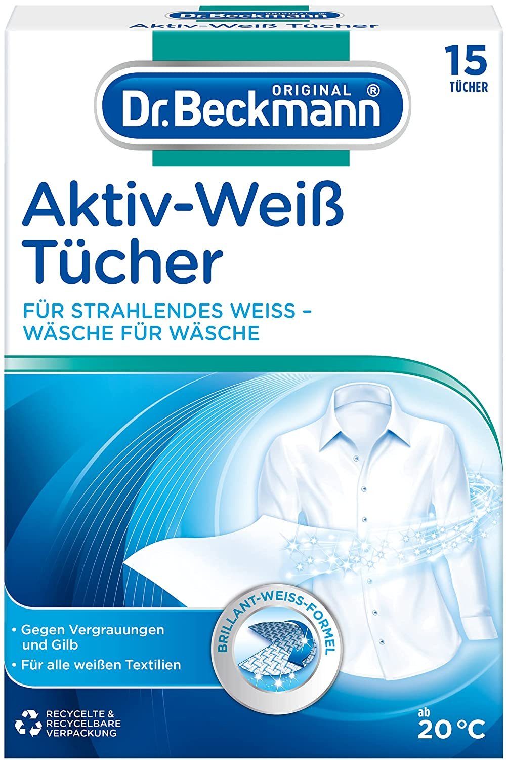 15 Weiß, Tücher, Spezialwaschmittel strahlendes Beckmann Vergrauungen, Dr. gegen (1-St) Tücher Aktiv-Weiß