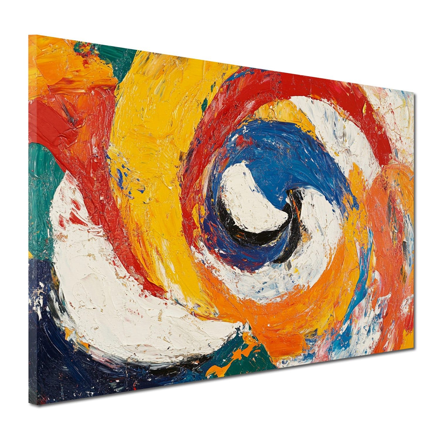 Artedinoi Leinwandbild Abstrakt Farbwirbel Gelb Blau Wandbild Leinwandbild Kunstdruck XL Wand, Farbwirbel in Gelb-Blau