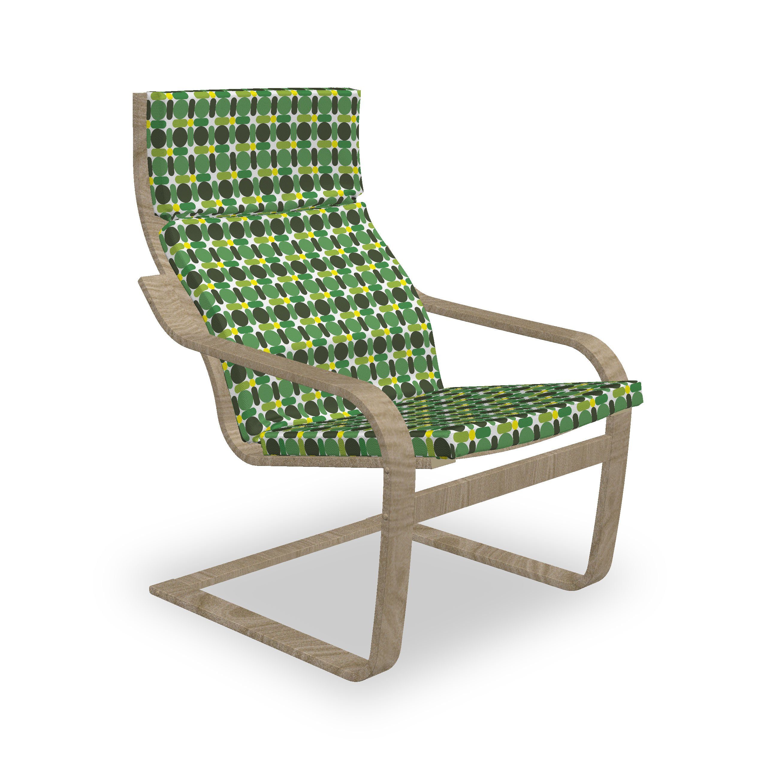 Abakuhaus Stuhlkissen Sitzkissen mit Stuhlkissen mit Hakenschlaufe und Reißverschluss, Gelb und Grün grafische Kreise