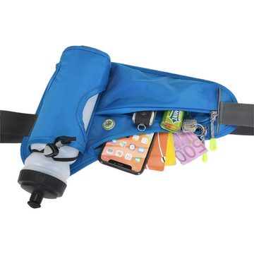 Einfach Gürteltasche Outdoor-Hüfttasche Fitness-Wasserflaschenhalter, Sport-Hüfttasche (Ideal zum Laufen, Wandern und Klettern, blau), Mit Wasserflaschenhalter, Handyaufbewahrung, reflektierenden Streifen