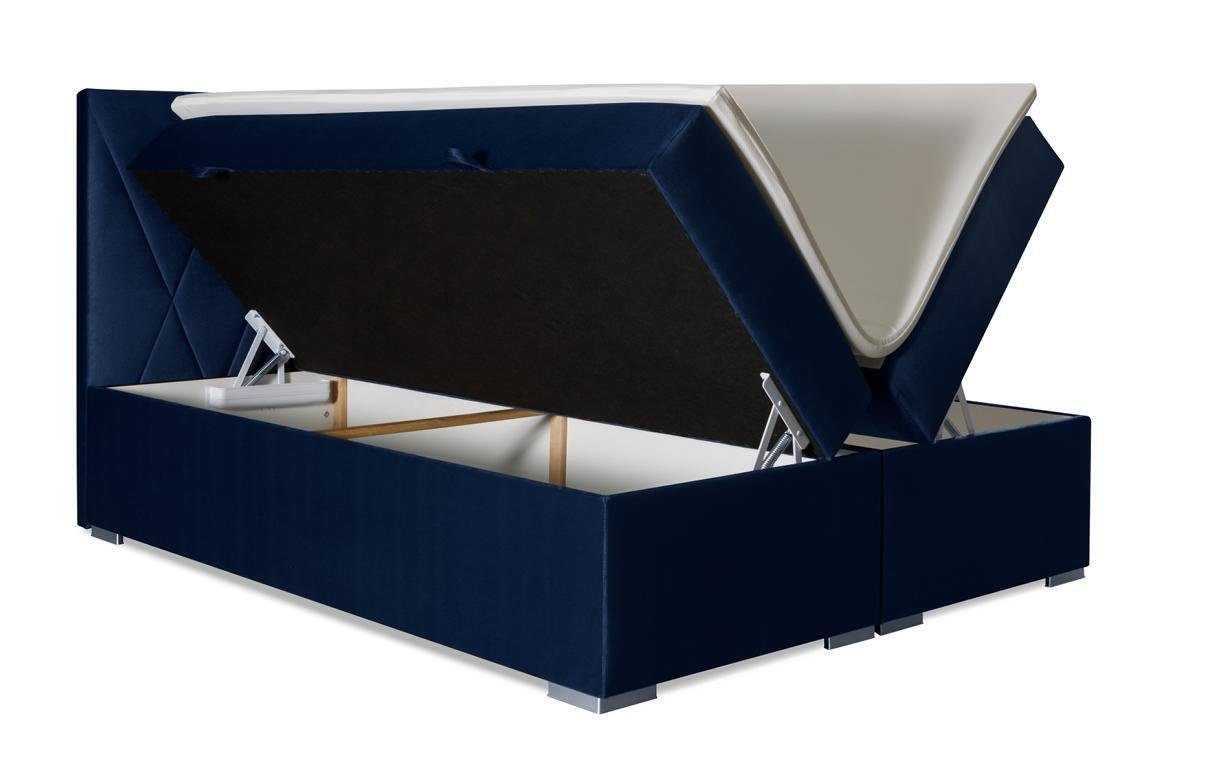 Bett Stoff Design Schlafzimmer Blau Boxspringbett Europa Doppelbett Luxus Polster Boxspringbett, JVmoebel in Made