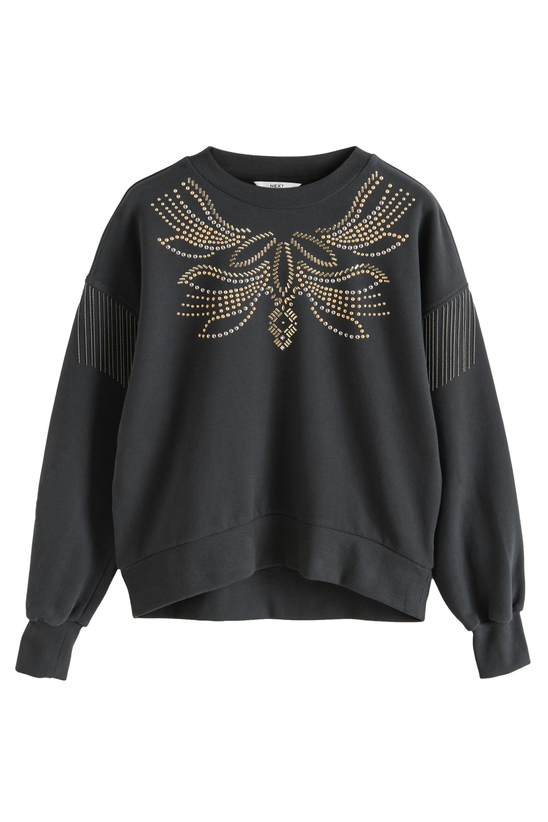 Next Sweater Rundhals-Sweatshirt mit Nieten, Fransen günstig online kaufen