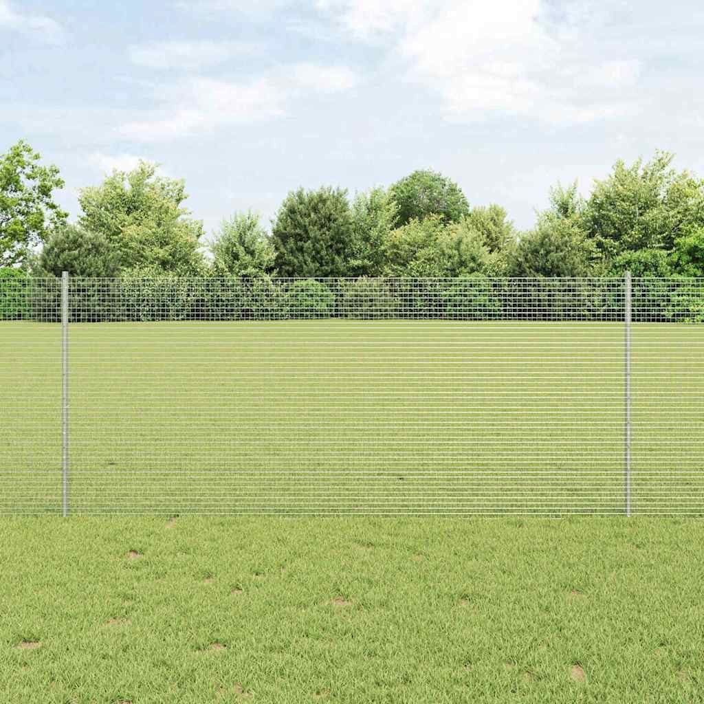 vidaXL Zaun, Zaun mit Pfosten Silber 1 x 50 m Stahl