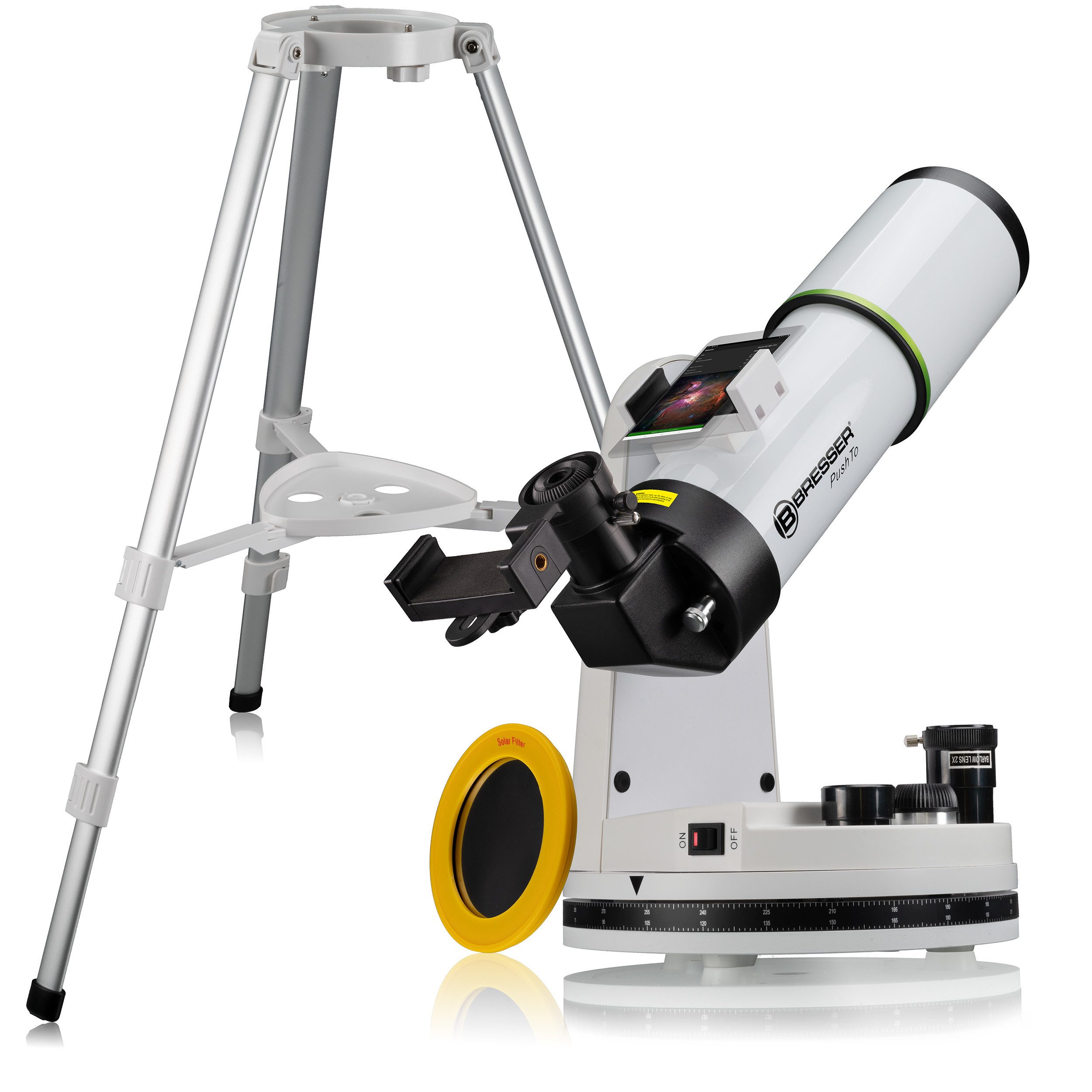 Linsenteleskop BRESSER PushTo AR-80/400 Smart-Teleskop mit Stativ