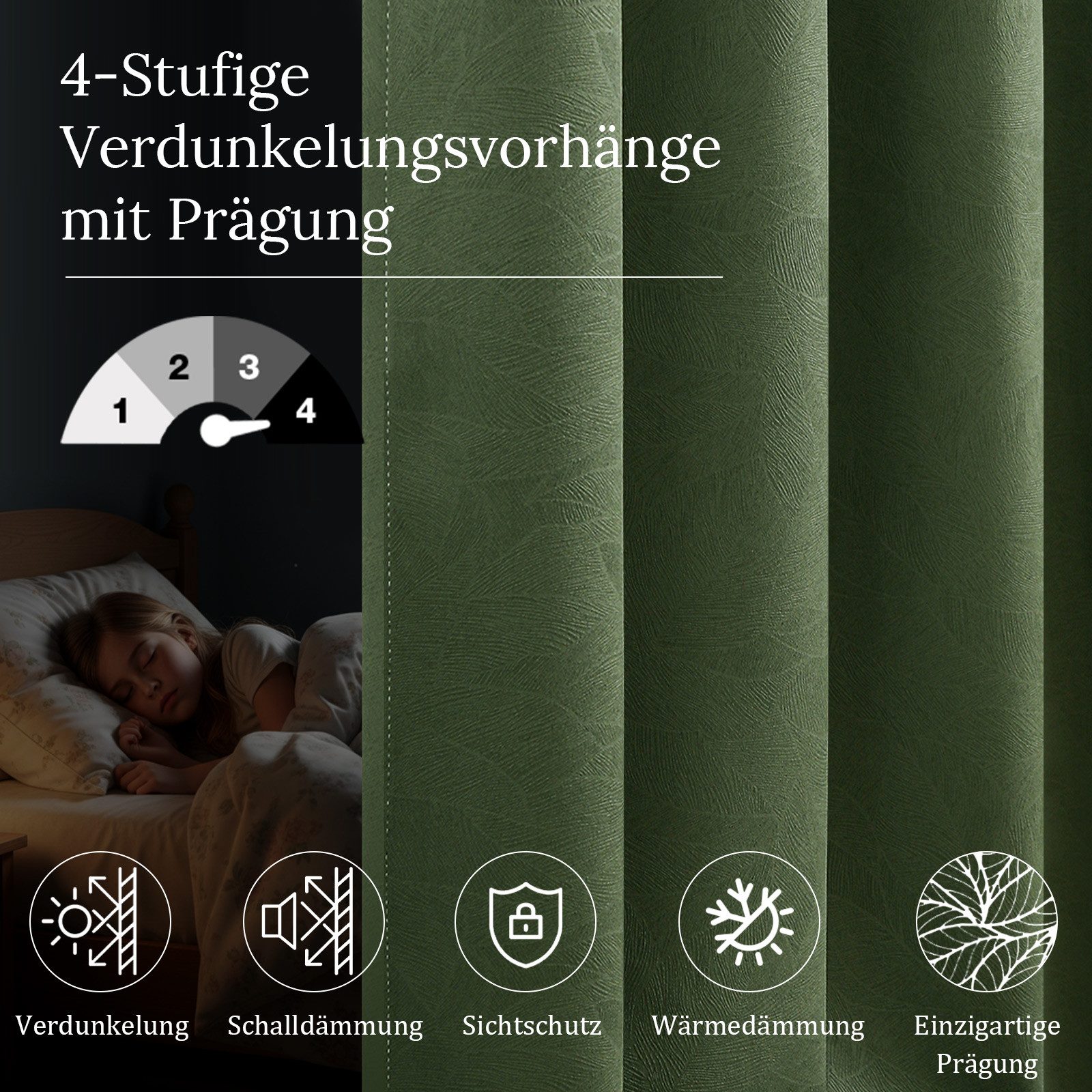 Lapamax Verdunkelungsvorhang Blumenvorhang Kräuselband Blickdicht Vorhang, Thermo Hitzeschutz (2 St), Multifunktionsband, verdunkelnd, Polyester, für Wohnzimmer, Schlafzimmer