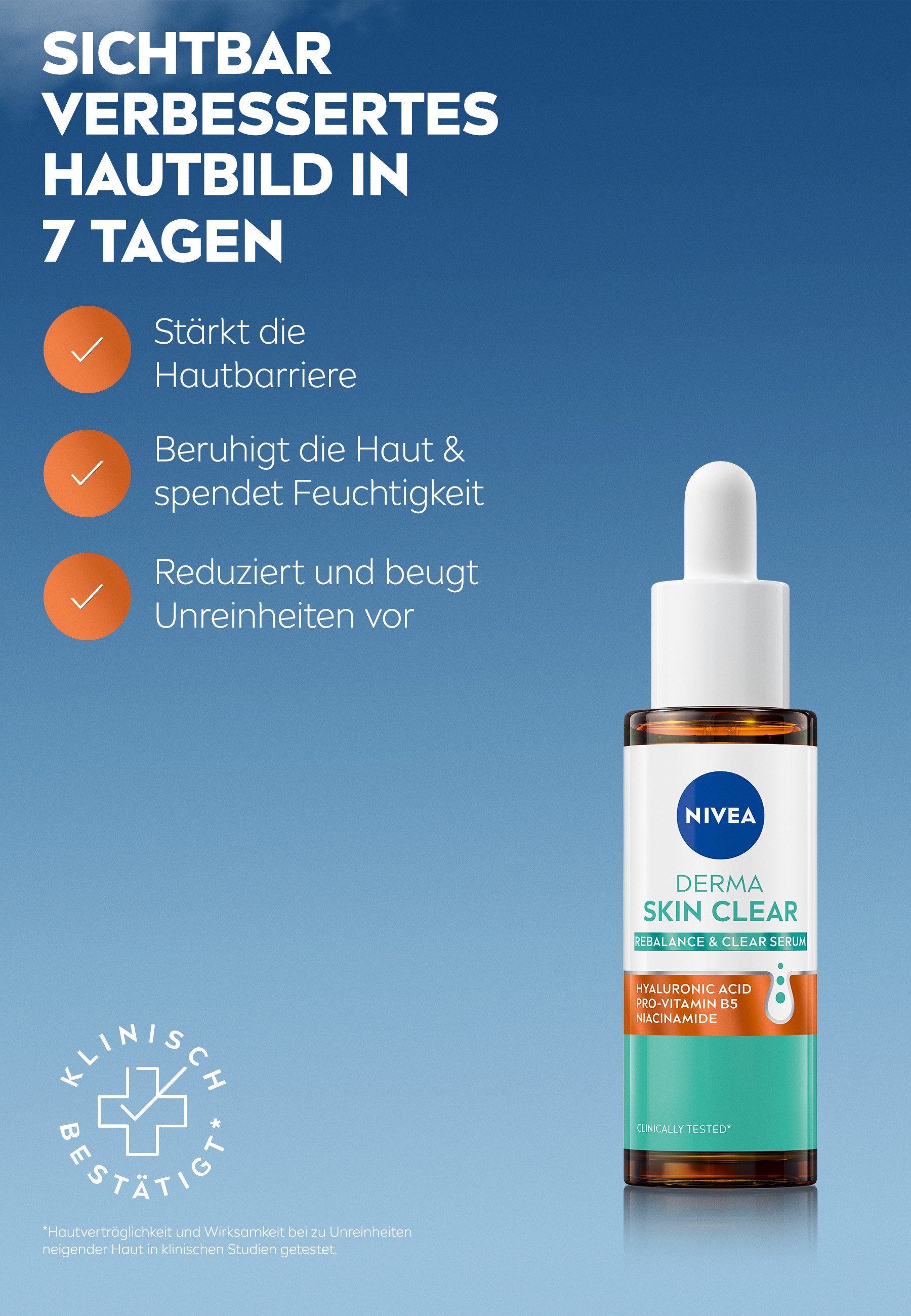 Nivea Gesichtsserum 2 x DERMA SKIN CLEAR Rebalance & Clear Serum 30 ml, 2-tlg.
