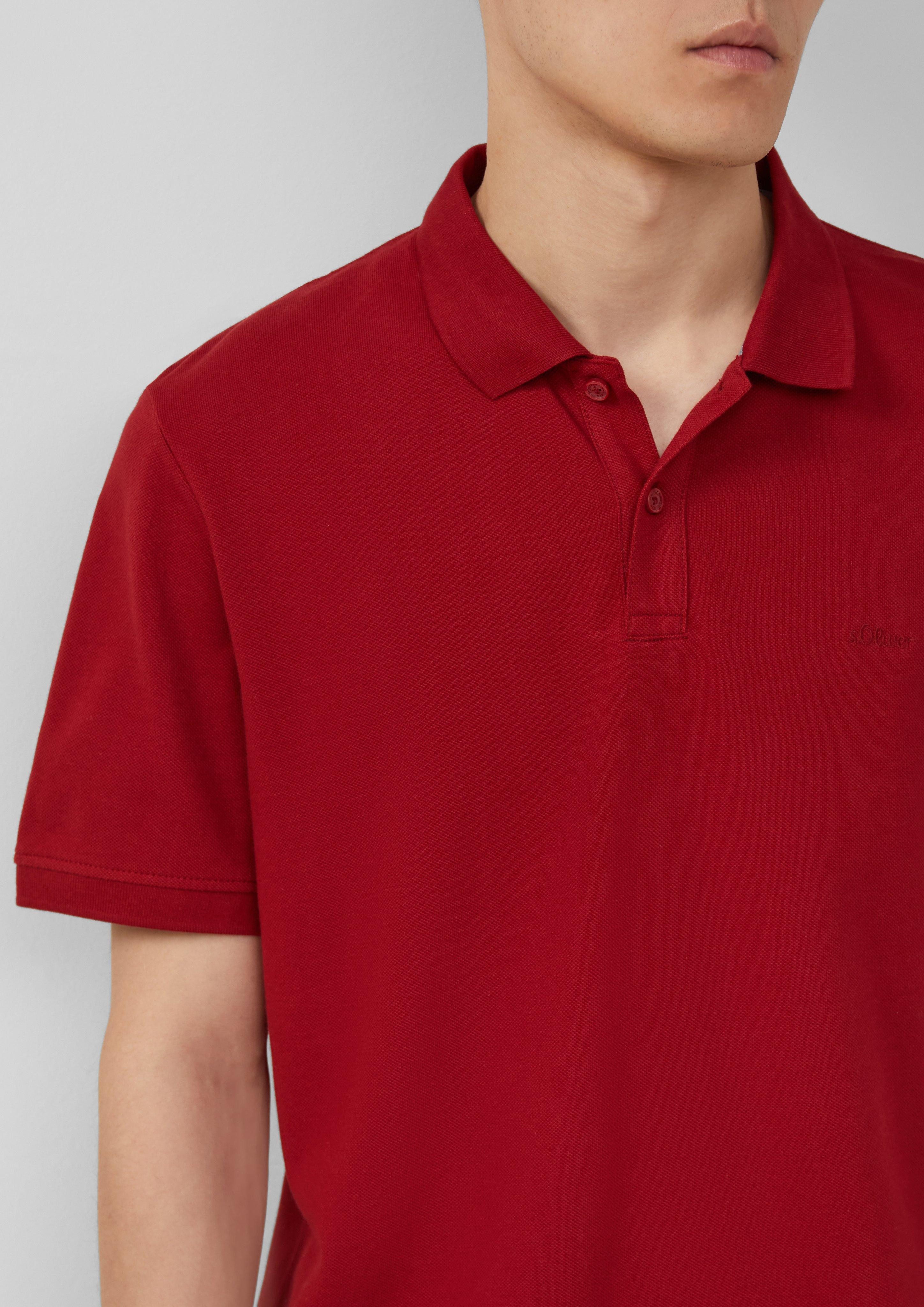 s.Oliver Kurzarmshirt Poloshirt aus Baumwollpiqué Logo günstig online kaufen