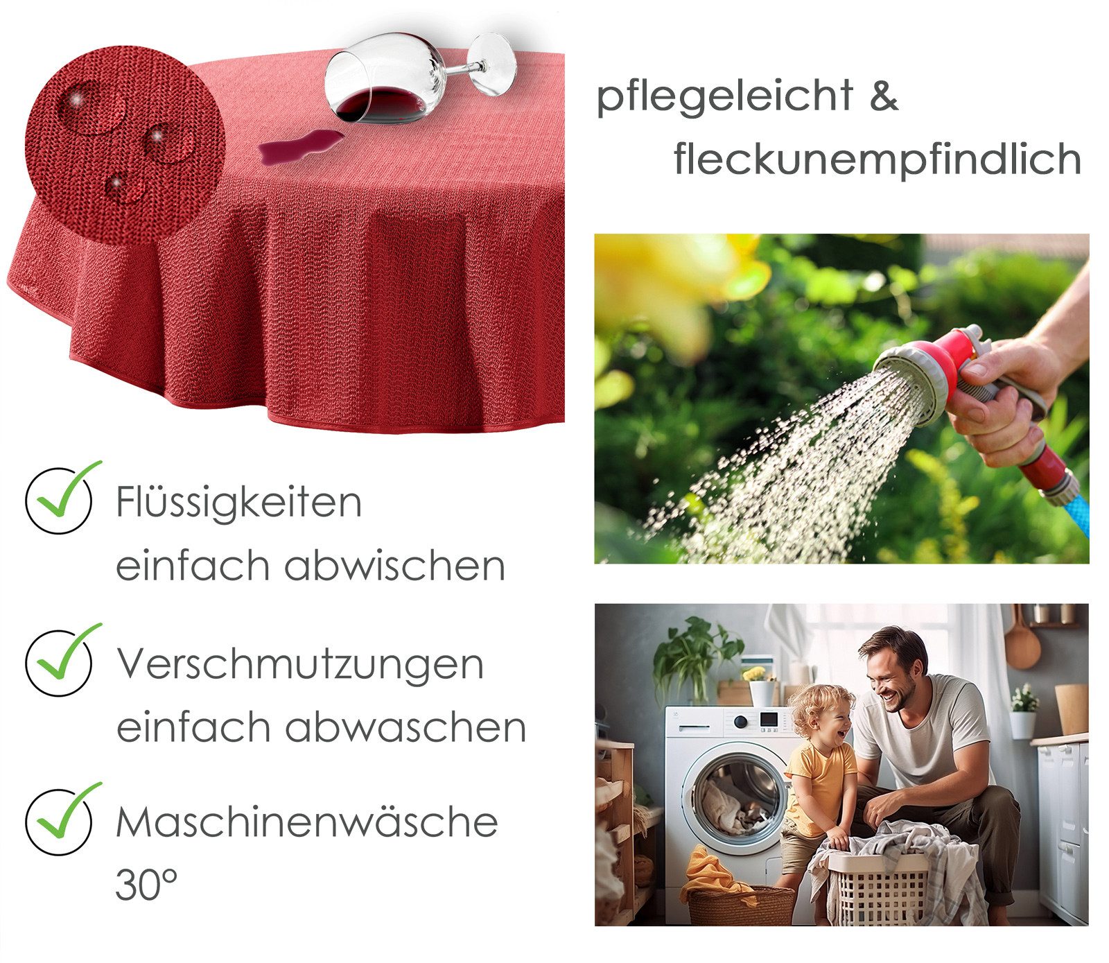 heimtexland Gartentischdecke Outdoor Tischdecke Garten Balkon Camping Tischdeko (Stück 1-tlg, 1), wetterfest I robust I UV-beständig I rutschfest I waschbar – Bild 5 von 5