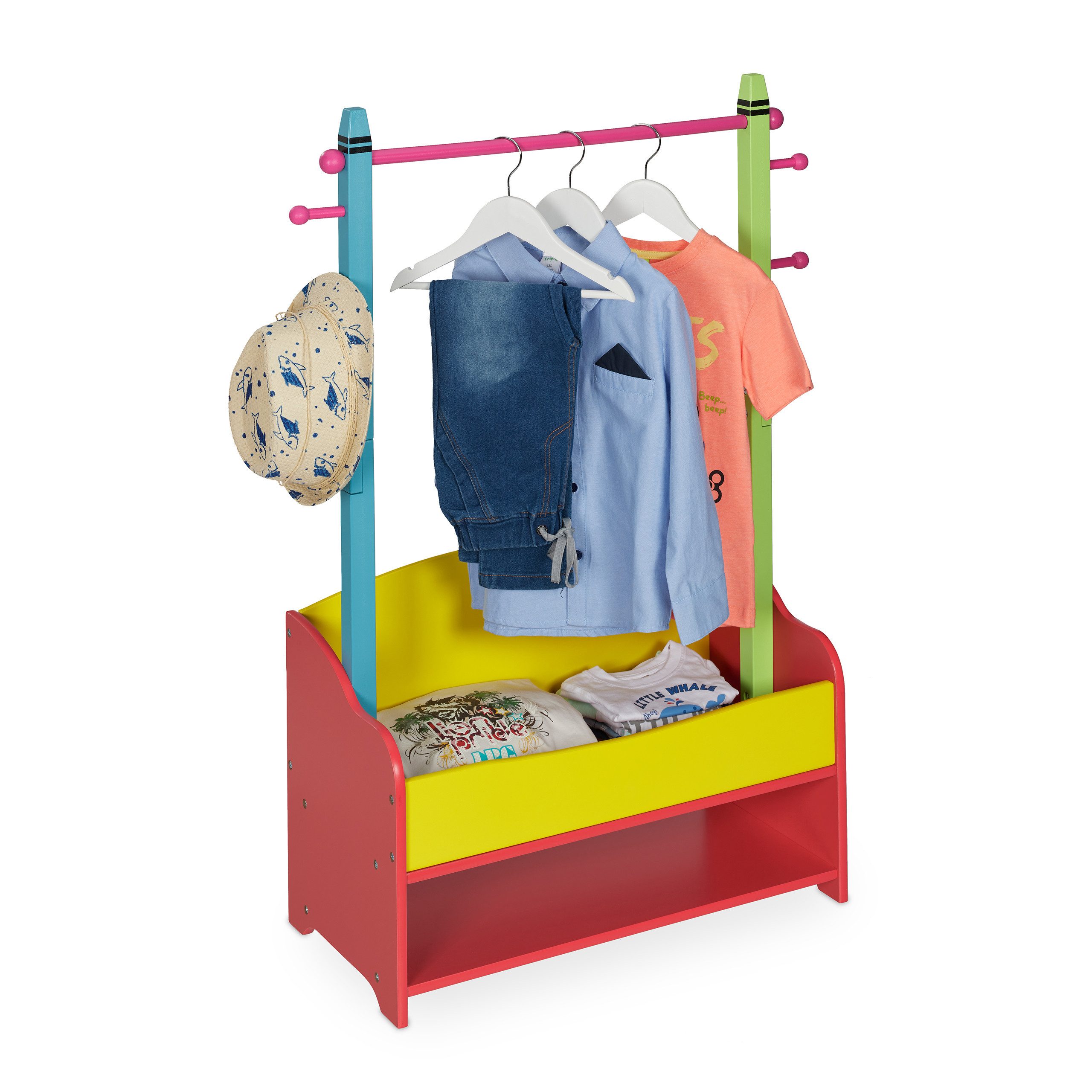 relaxdays Kleiderständer Kinder Kleiderständer mit Ablagen günstig online kaufen
