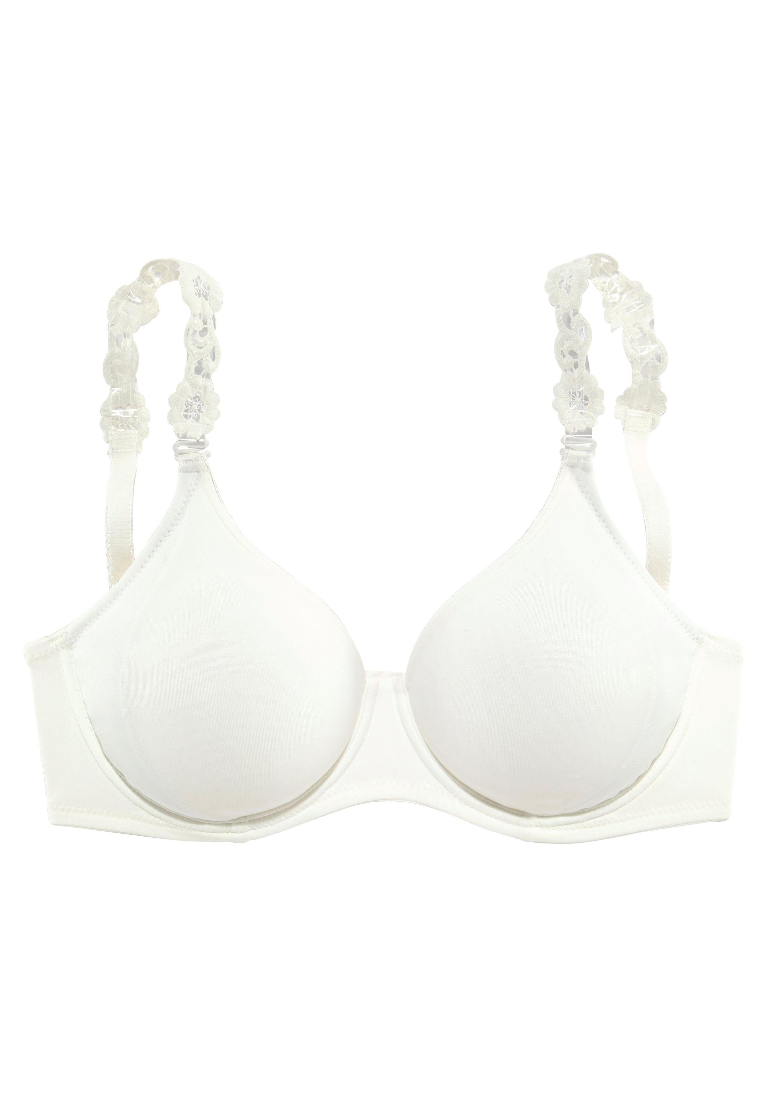 LASCANA T-Shirt-BH mit 3 Trägern (Wechselträger) und Stickerei – auch für große Größen