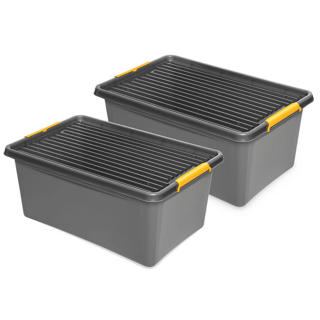 Kreher Aufbewahrungsbox 'Solid Box' aus Kunststoff mit Deckel und Rollen (S günstig online kaufen