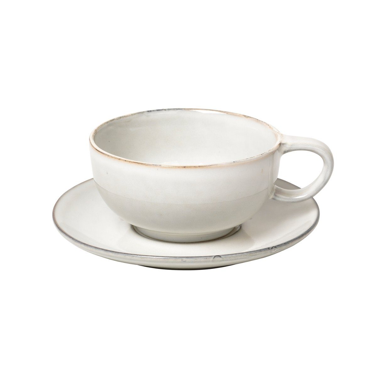 Broste Copenhagen Tasse NORDIC SAND Tasse mit Untertasse 0,25 l, Steinzeug mit reaktiver Glasur, Nordic Sand Tasse mit Untertasse