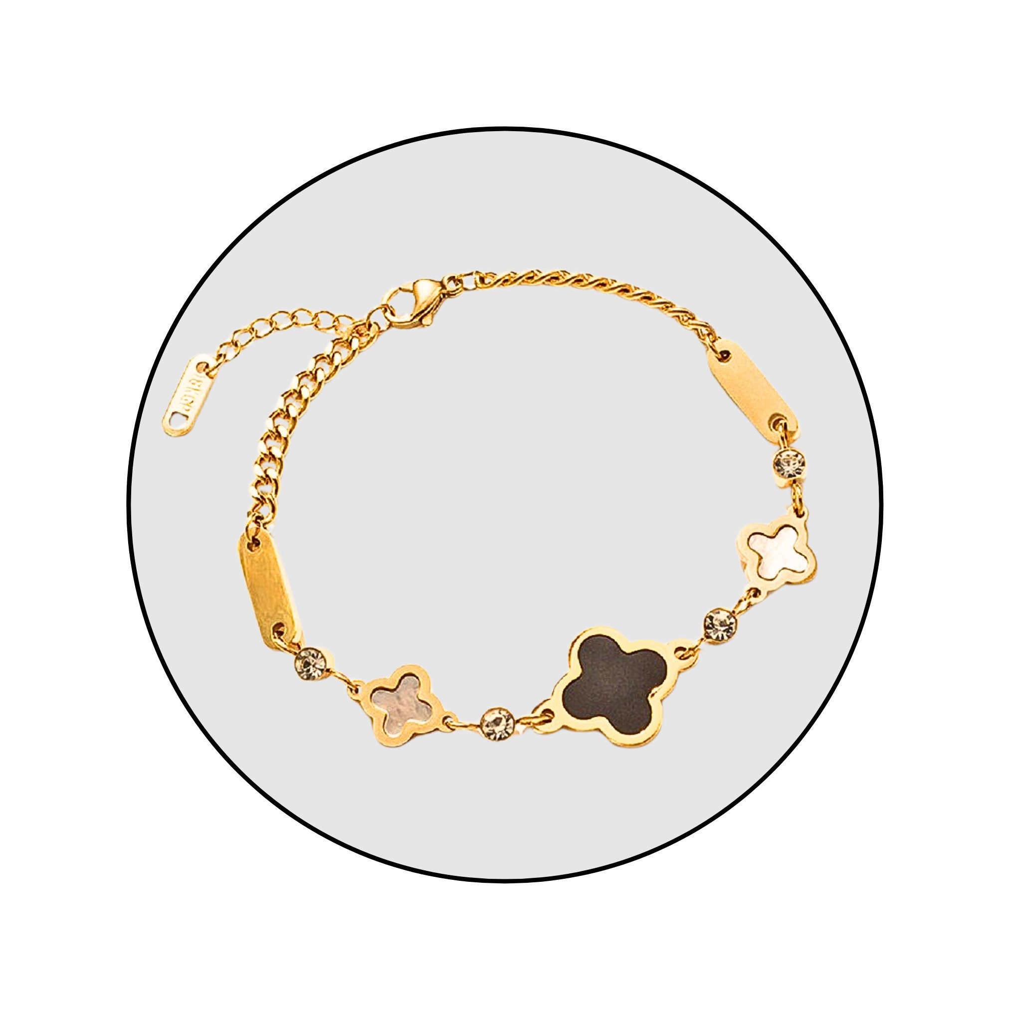 GOLDKLEIN Edelstahlarmband Edelstahl Gold Clover Charm günstig online kaufen