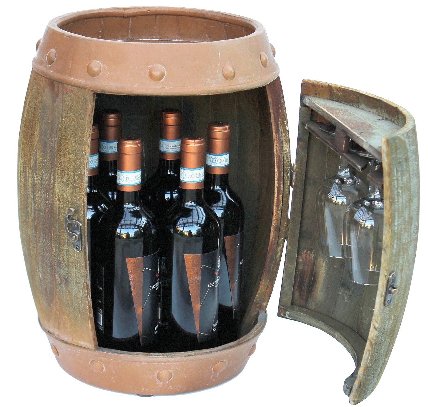 DanDiBo Weinregal Holz Weinfass Braun 44 cm 91361 Bar Flaschenregal Flaschenständer, Klein Fass Holzfass