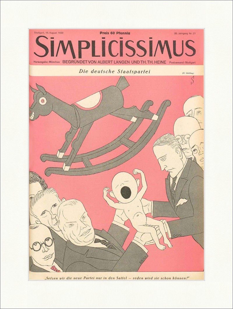 Kunstdruck Titelseite der Nummer 21 von 1930 E. Schilling Staatspartei Simpliciss, (1 St)
