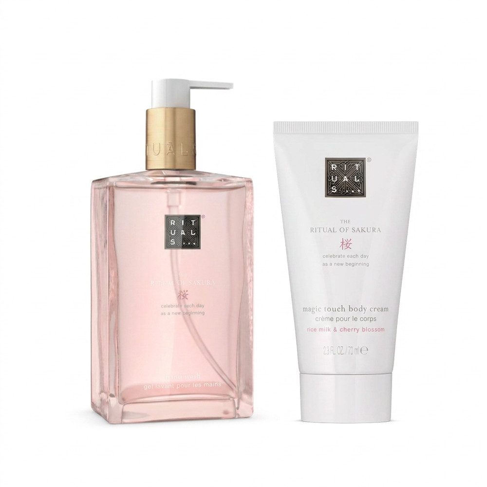 Rituals Flüssigseife Rituals The Ritual of Sakura Hand Wash Body Cream Pflege Duo, Pflege Duo für Hände und Körper im Sakura Duft
