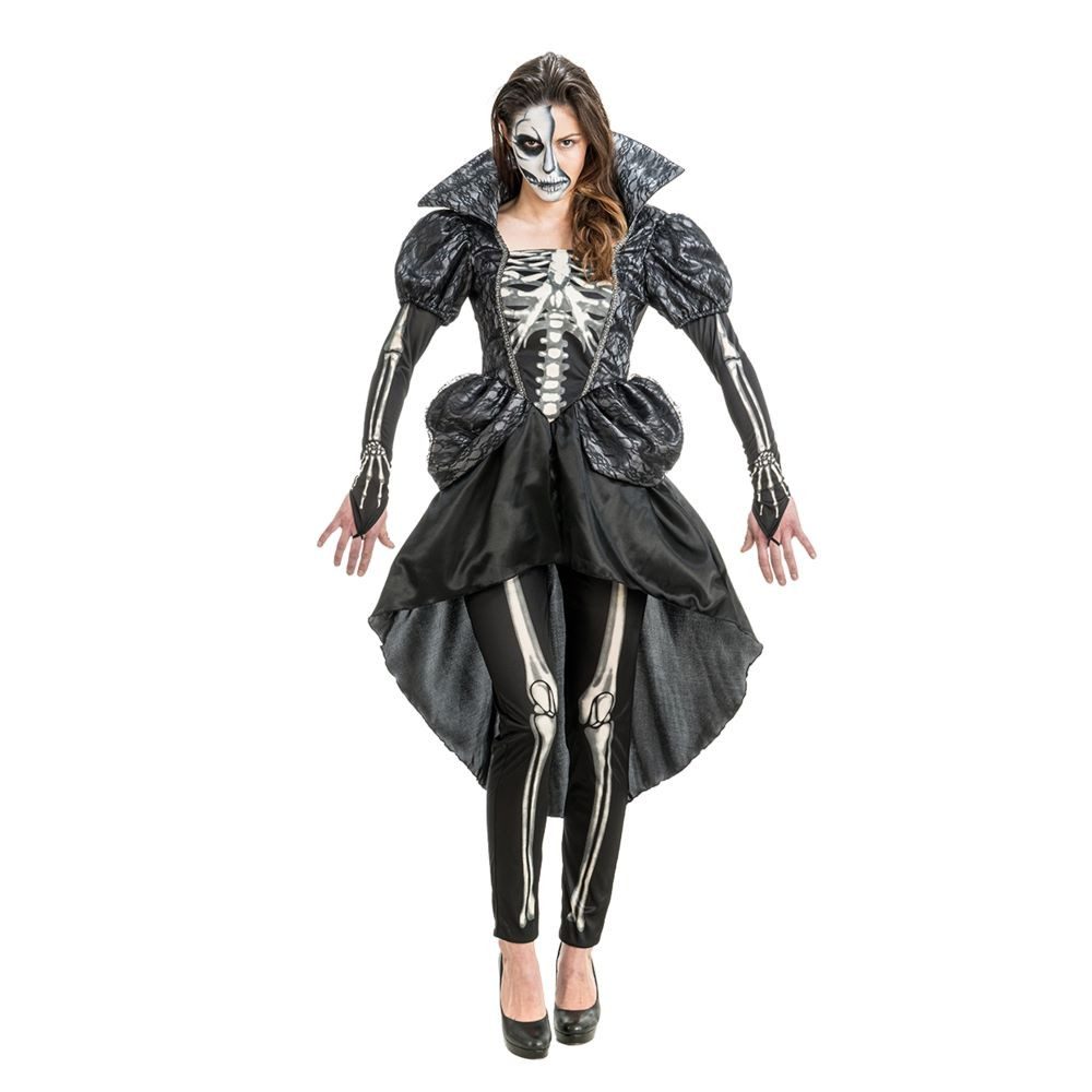 CHAKS Hexen-Kostüm Skelett Kostüm 'Lady Skeleton' für Damen, Kleid u