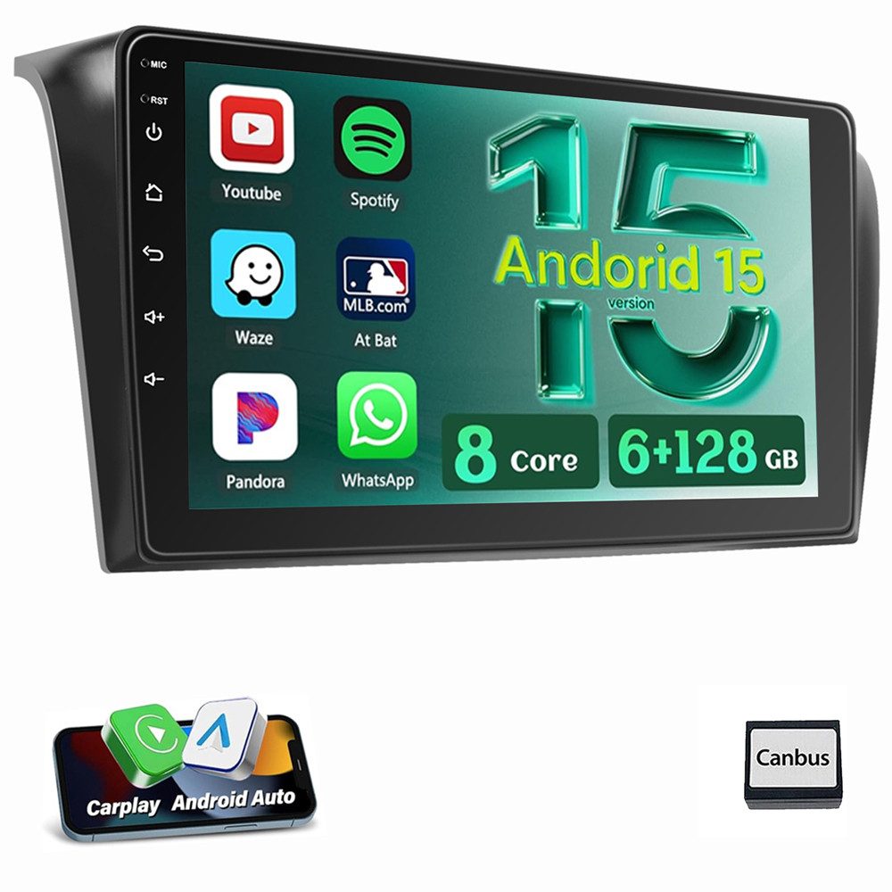 ESSGOO 9" 8-Kern 6+128GB Für Mazda 3 2003-2009 Carplay Autoradio (Digitalradio (DAB), RDS, FM, AM, Apple Carplay Android Auto GPS Navi WIFI BT)