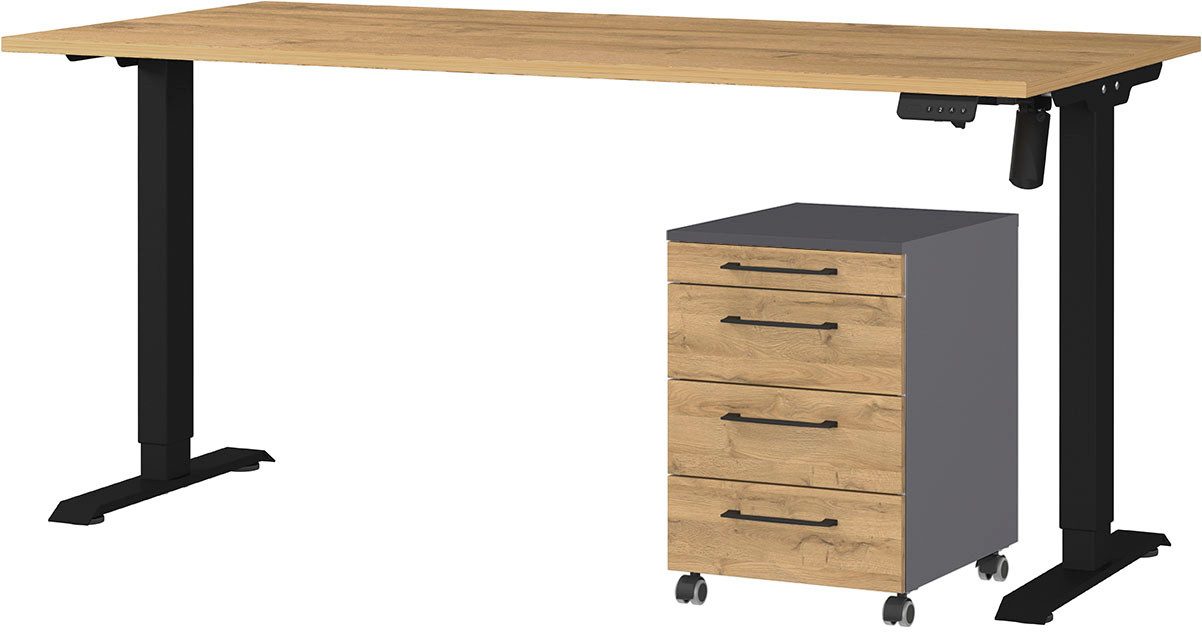 GERMANIA Büromöbel-Set Profi 3.0, Büromöbel-Set bestehend aus Schreibtisch und Rollcontainer