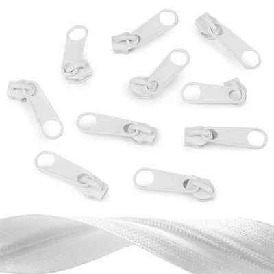 maDDma Reißverschluss 10 Reißverschluss Zipper für Endlosreißverschluss, 5mm, weiß