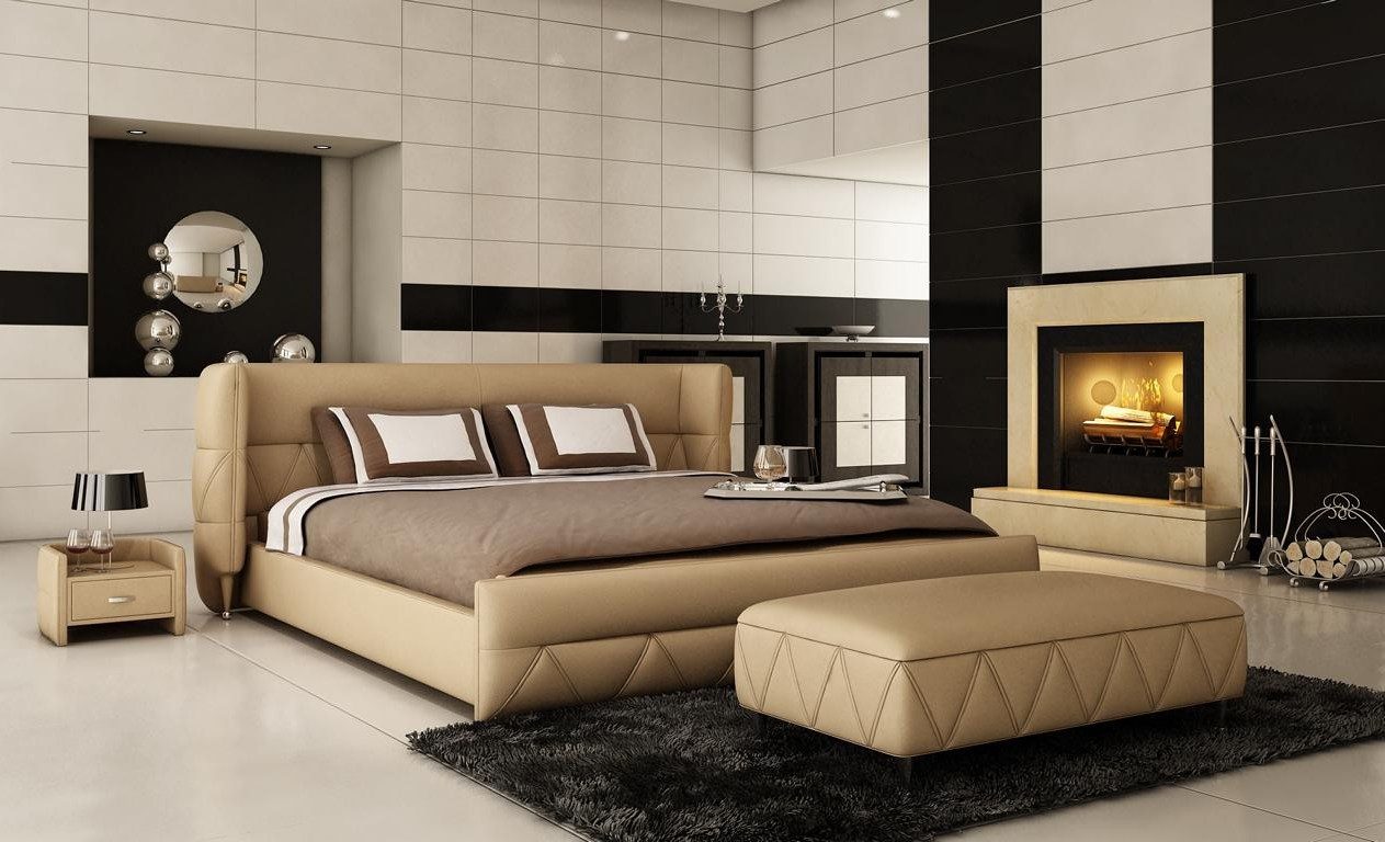 Xlmoebel Polsterbett Modernes Lederbett in luxuriösem Design für Hotels (Bett, 1-tlg., Designer Bett B1310), Hergestellt in Europa