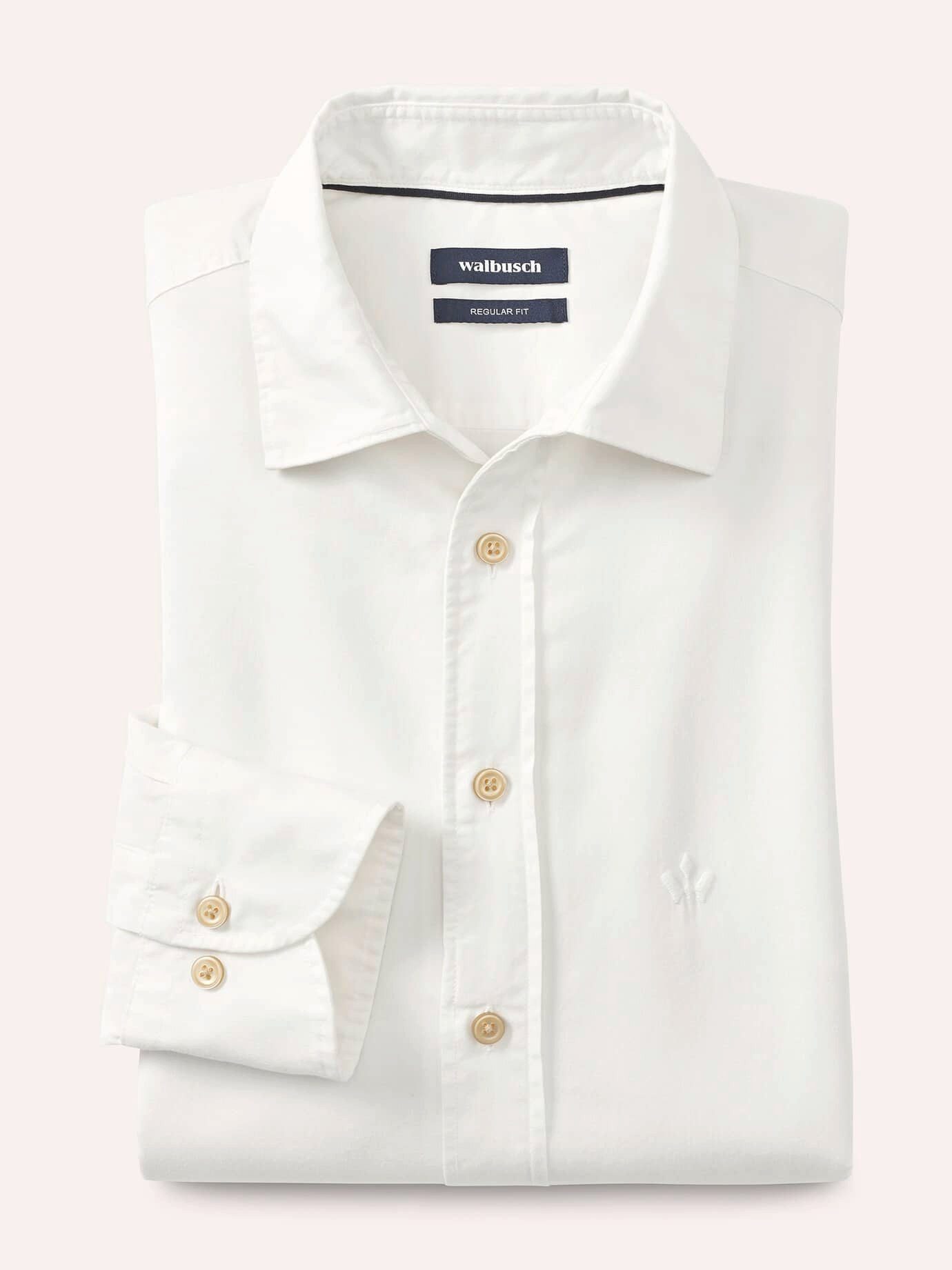 Walbusch Langarmhemd Herren Überfärber Baumwollhemd Regular Fit Langarm Garment-dyed Twill, Relax-Kragen, verdeckter Button-down