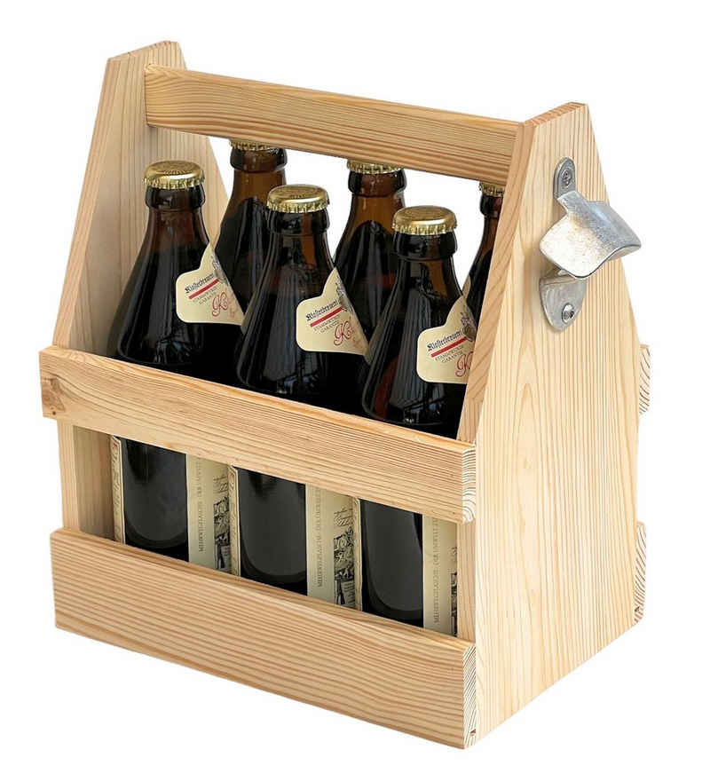 DanDiBo Тримачі для пляшок Тримачі для пляшок 6 Flaschen Holz Bierträger mit Öffner Männerhandtasche