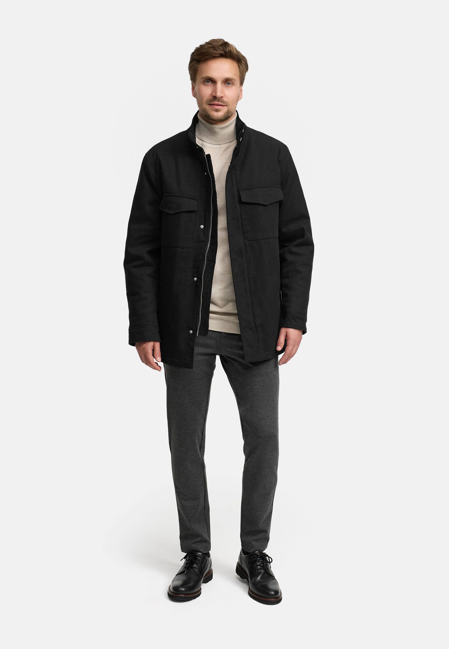Jeff Sommerjacke Herren JFAntoine Wintermantel Herrenmantel aus strapazierfähigem Baumwoll-Twill mit Stehkragen