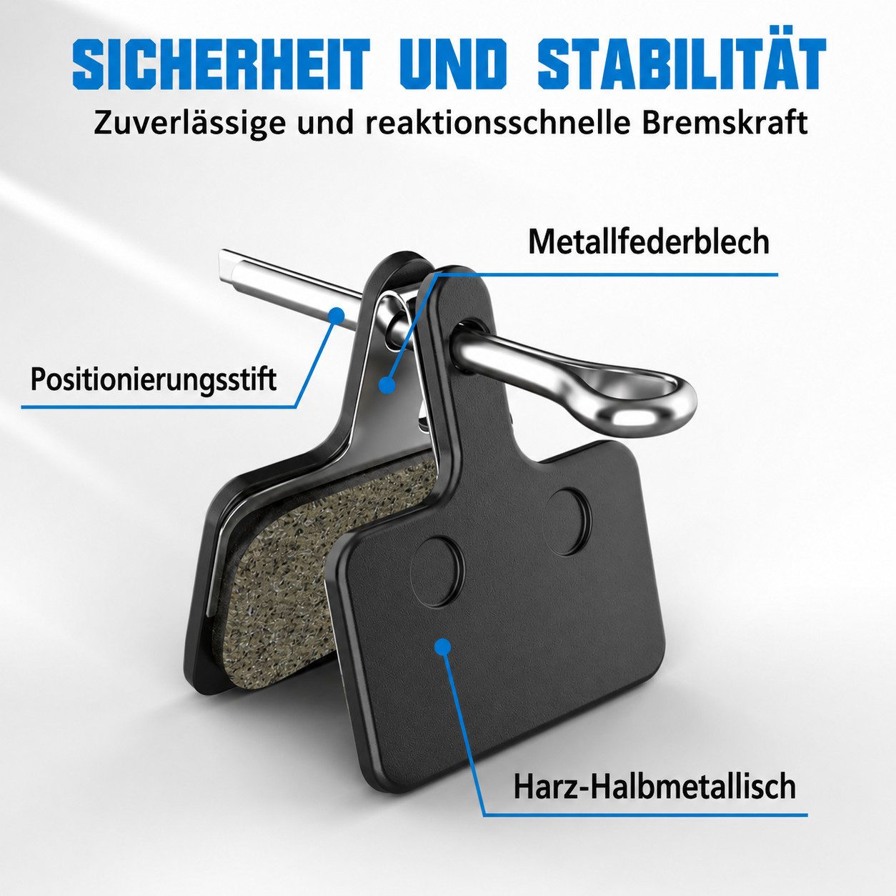 MOPUEA Bremsbelag 2-St Mountainbike-Bremsbeläge Semi-Metallische Reibbeläge (für sichere Bremsleistung bei jedem Wetter), mit starker Bremskraft und geringer Ge – Bild 3 von 5