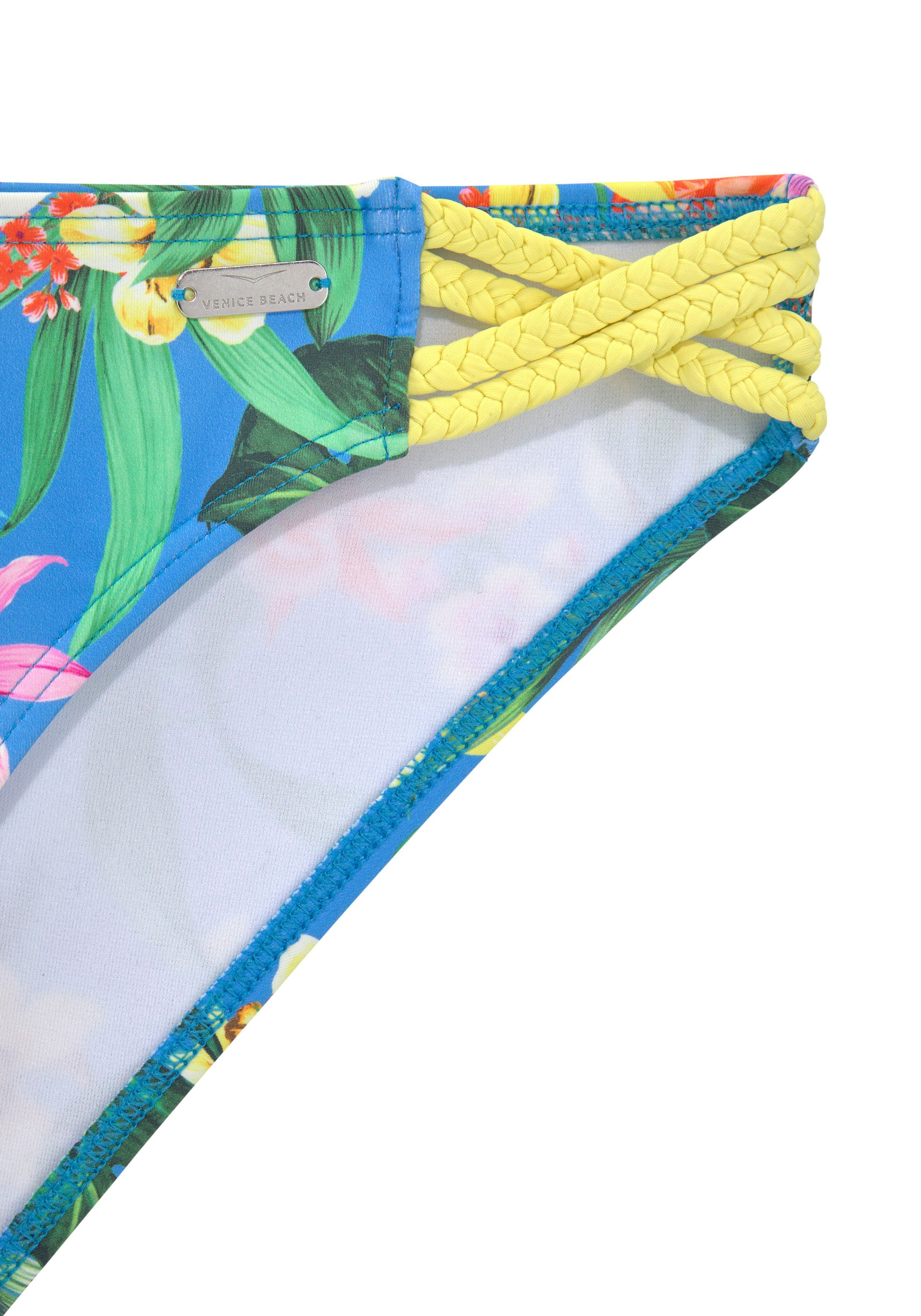Venice Beach Bikini-Hose Hanni mit tropischem Print und gelben Details