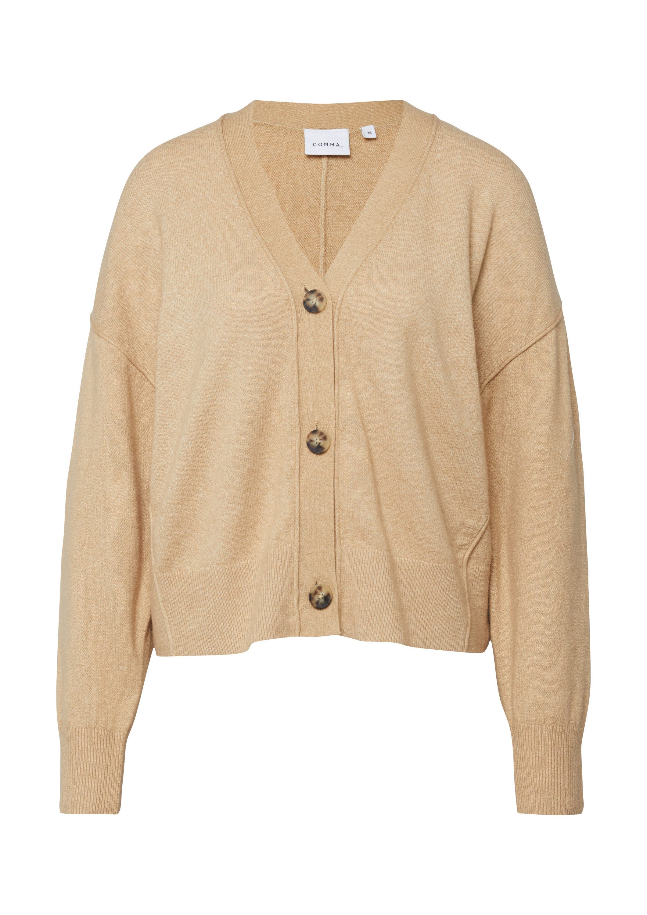 comma Cardigan Strickjacke Softer Baumwollmix-Cardigan in Oversize