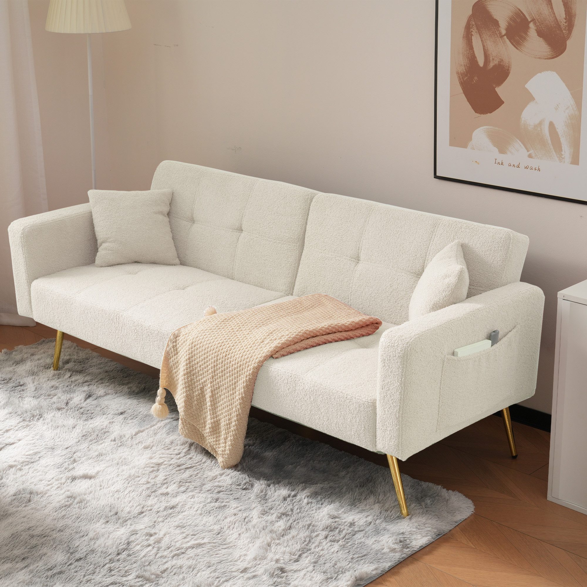 OKWISH Schlafsofa mit Bettfunktion, Bettsofa,Klappsofa,Gästebett, verstellb günstig online kaufen