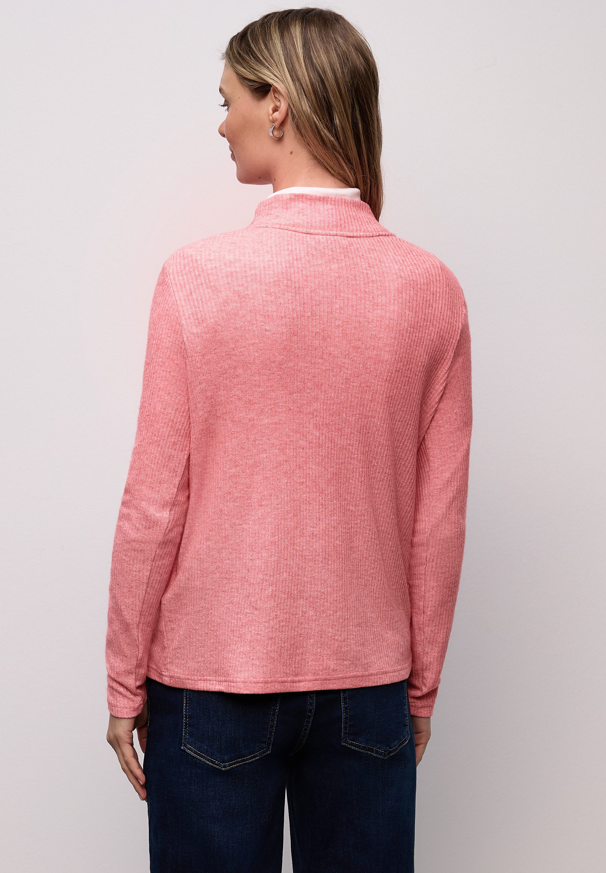 STREET ONE Langarmshirt mit Rippstruktur und Zipper