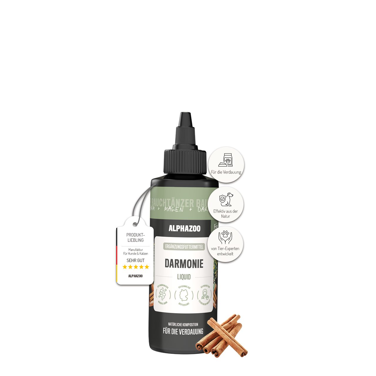 ALPHAZOO Fellpflege Darmonie Liquid für Hunde 100 ml, 100 ml, Wurmkur gegen Würmer I Entwurmungsmittel I Wurmbefall, Wurm