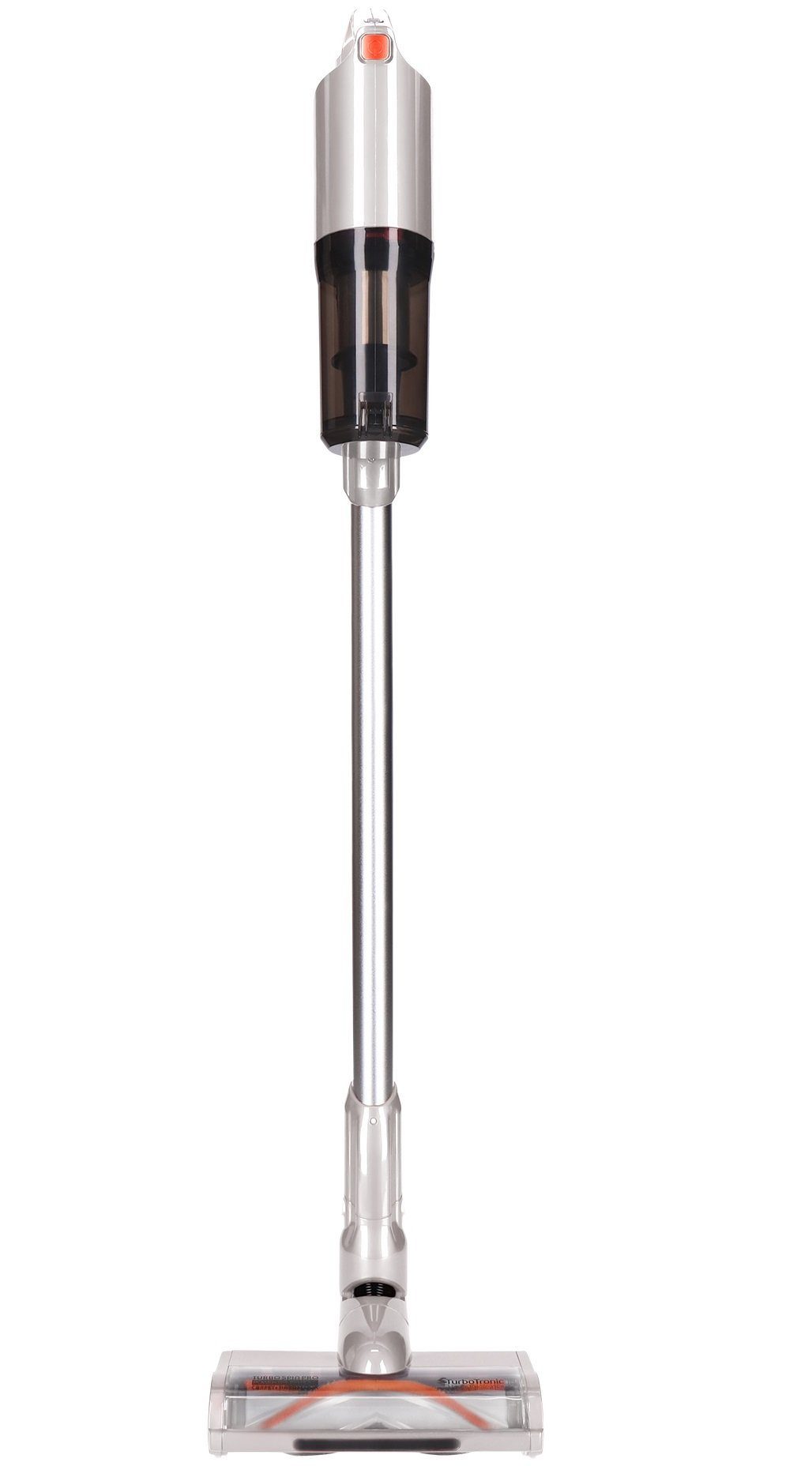 TurboTronic by Z-Line Akku-Hand-und Stielstaubsauger 2in1 Handstaubsauger in silber/orange, 120 W, beutellos, beutelloser Akku-Staubsauger, kabellos mit Wandhalterung und LED-Licht