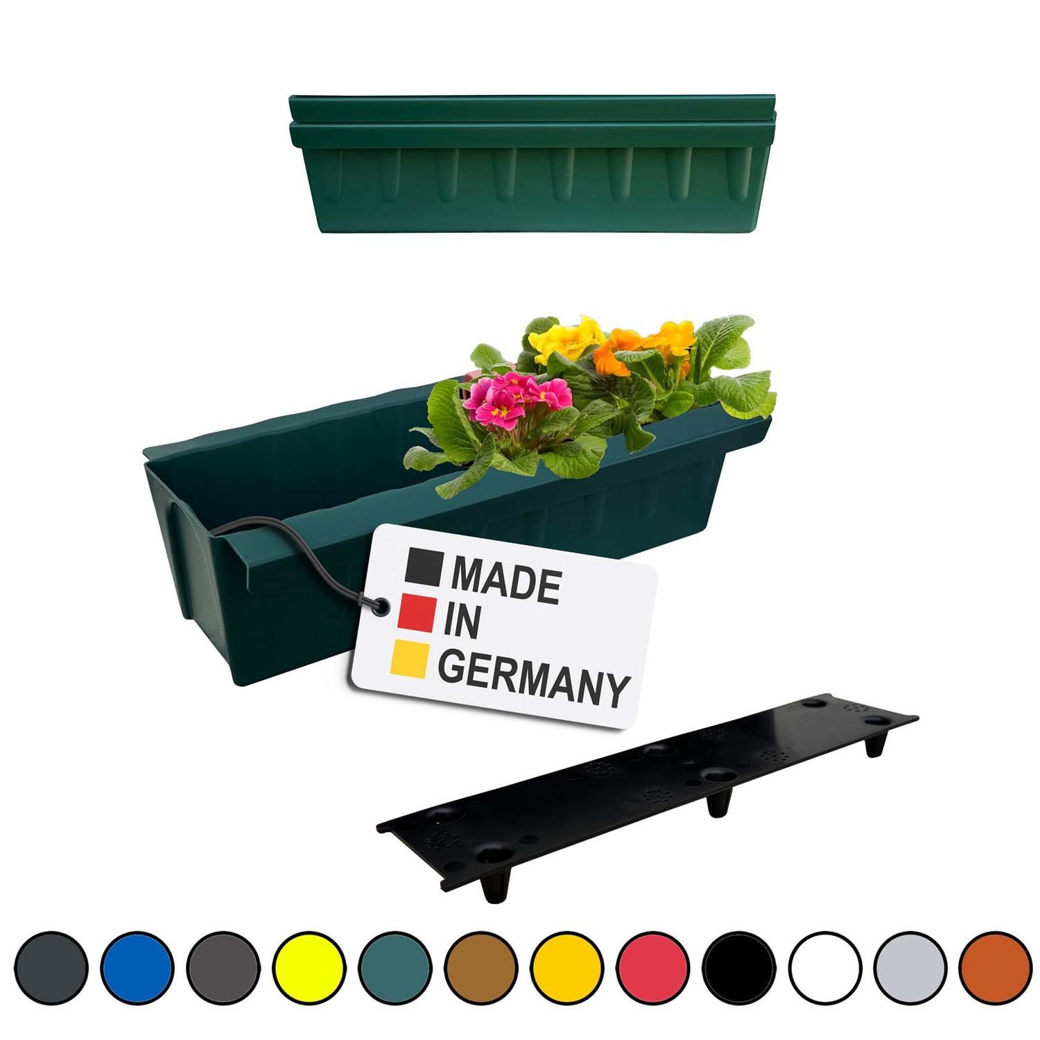 BURI Blumenkasten Europaletten Blumenkasten Dunkelgrün 2 Stück zum Anhängen Pflanzkasten