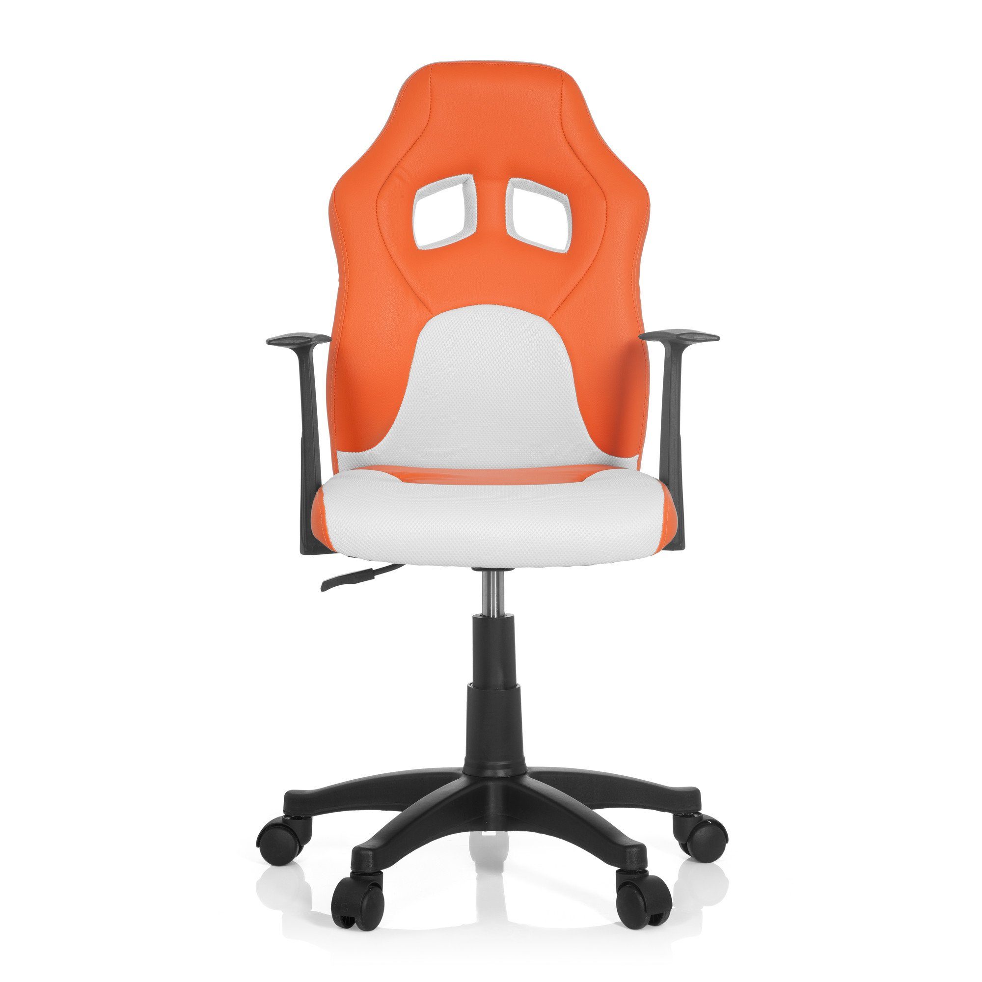 hjh Kunstleder, ergonomisch Kinderdrehstuhl OFFICE GAME Drehstuhl AL Weiß TEEN / Orange